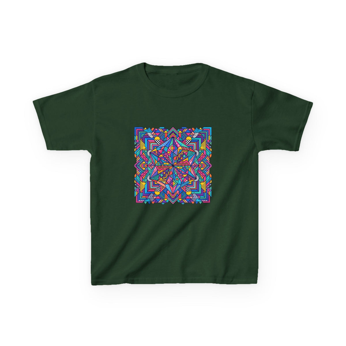 Kids Tee - Retro Geometric Kaleidoscope Abstract | 90s Aesthetic Top