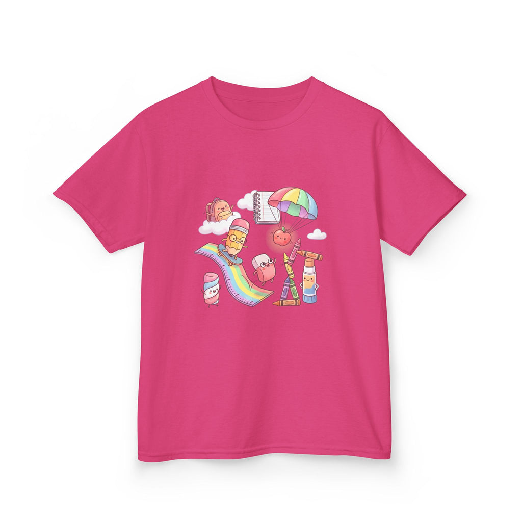 Kids Back to School Tee - Cute Faces School Supplies | Rainbow 2026