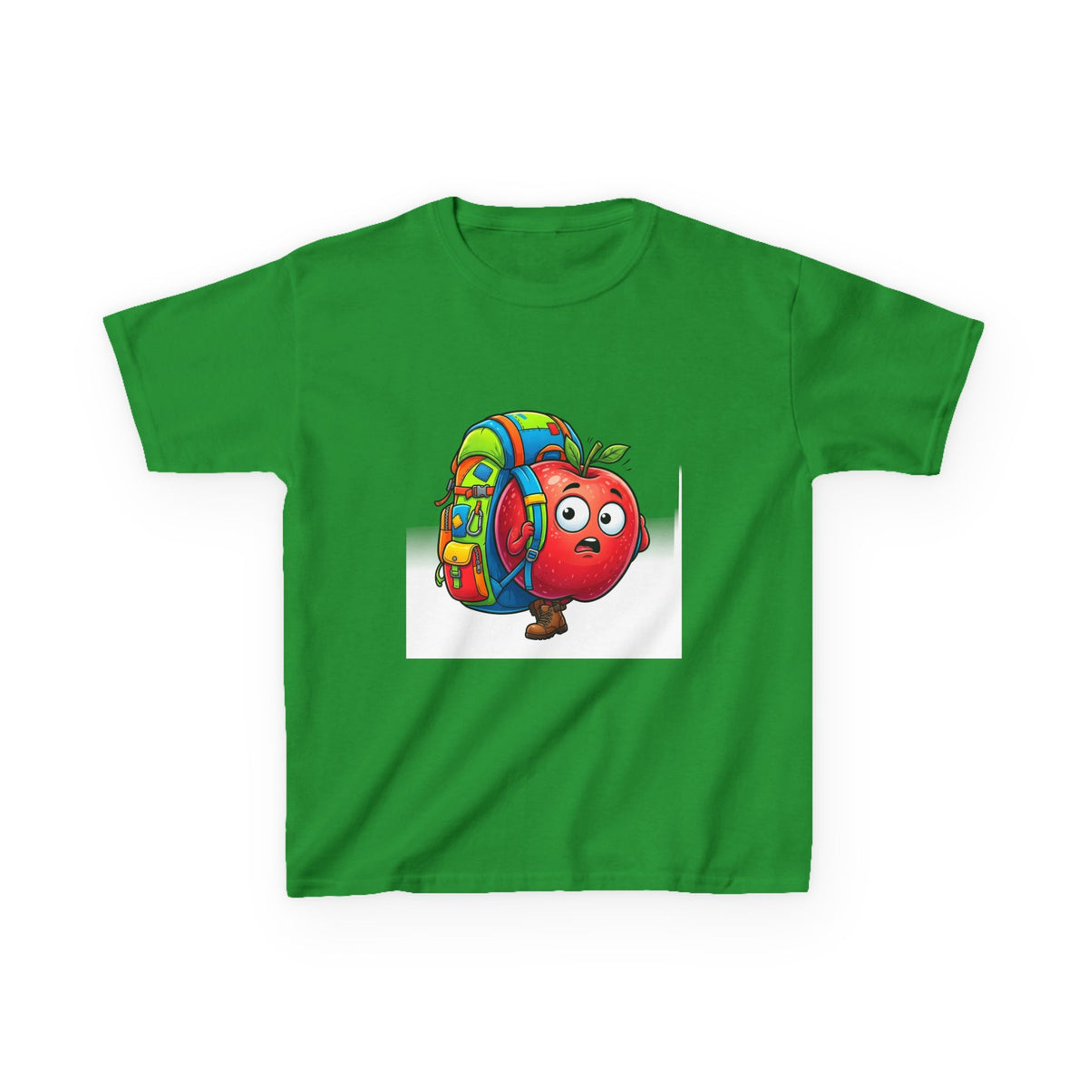 Kids Tee - Adventurous Apple Character Hiking T-Shirt