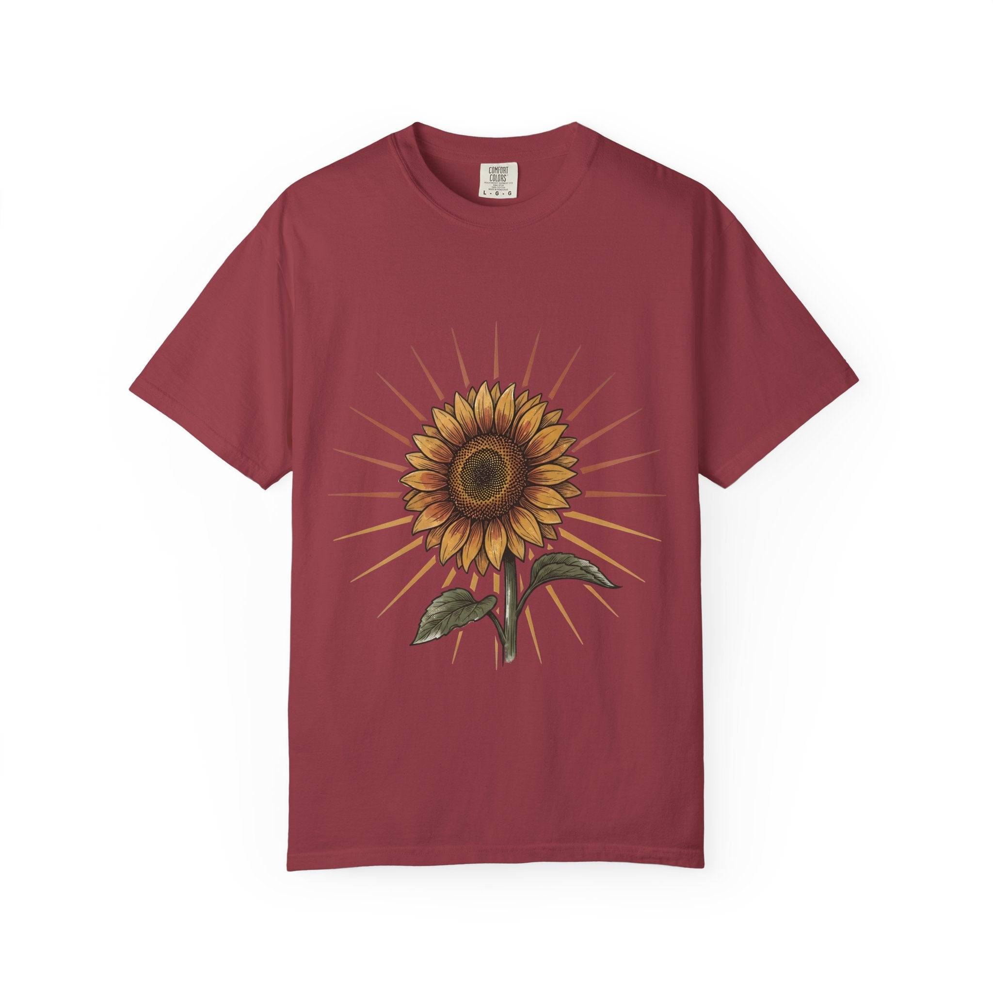 Sunflower T-shirt - Vintage Botanical Line Art | Comfort Colors