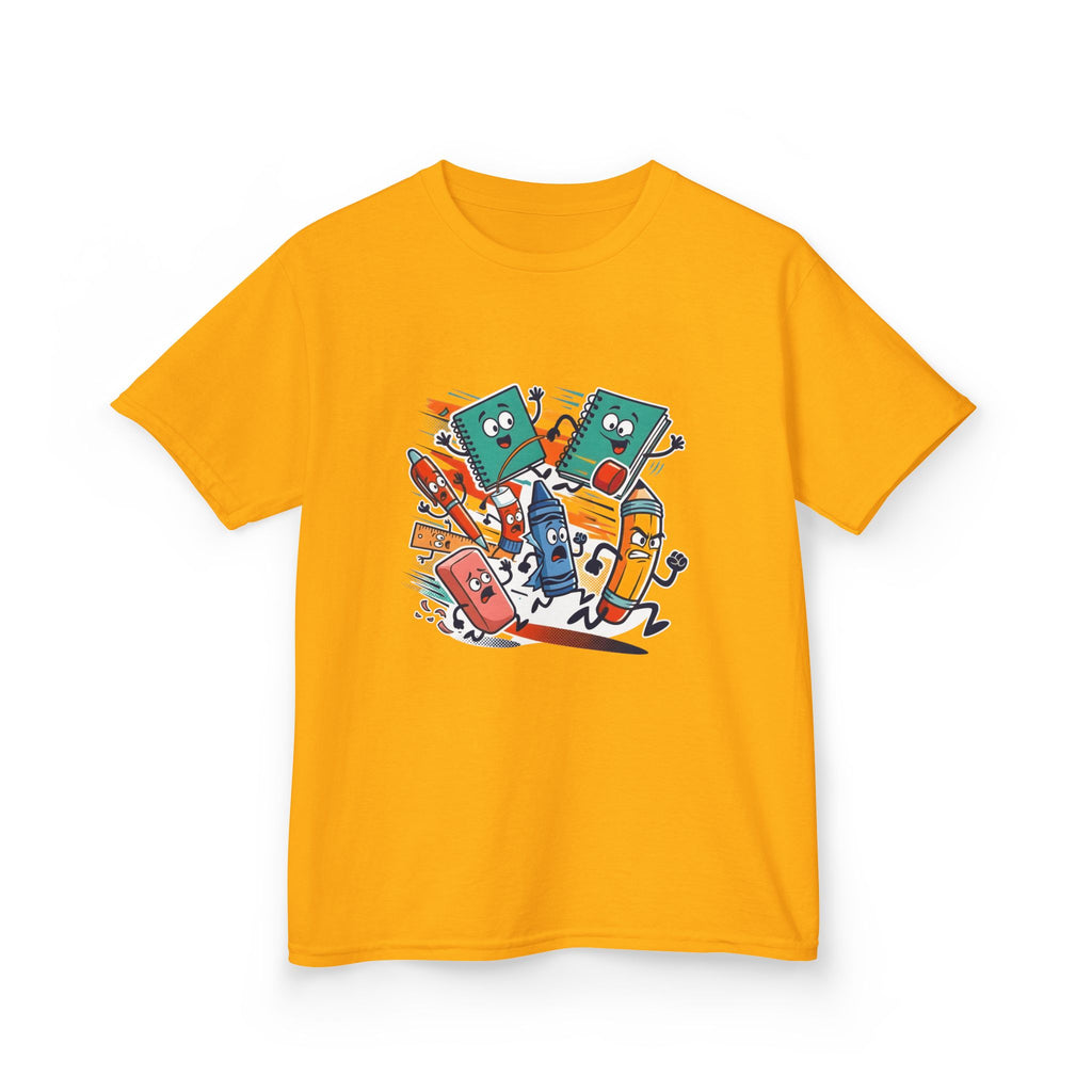 Kids Back to School Tee - Playful School Supplies Cartoon