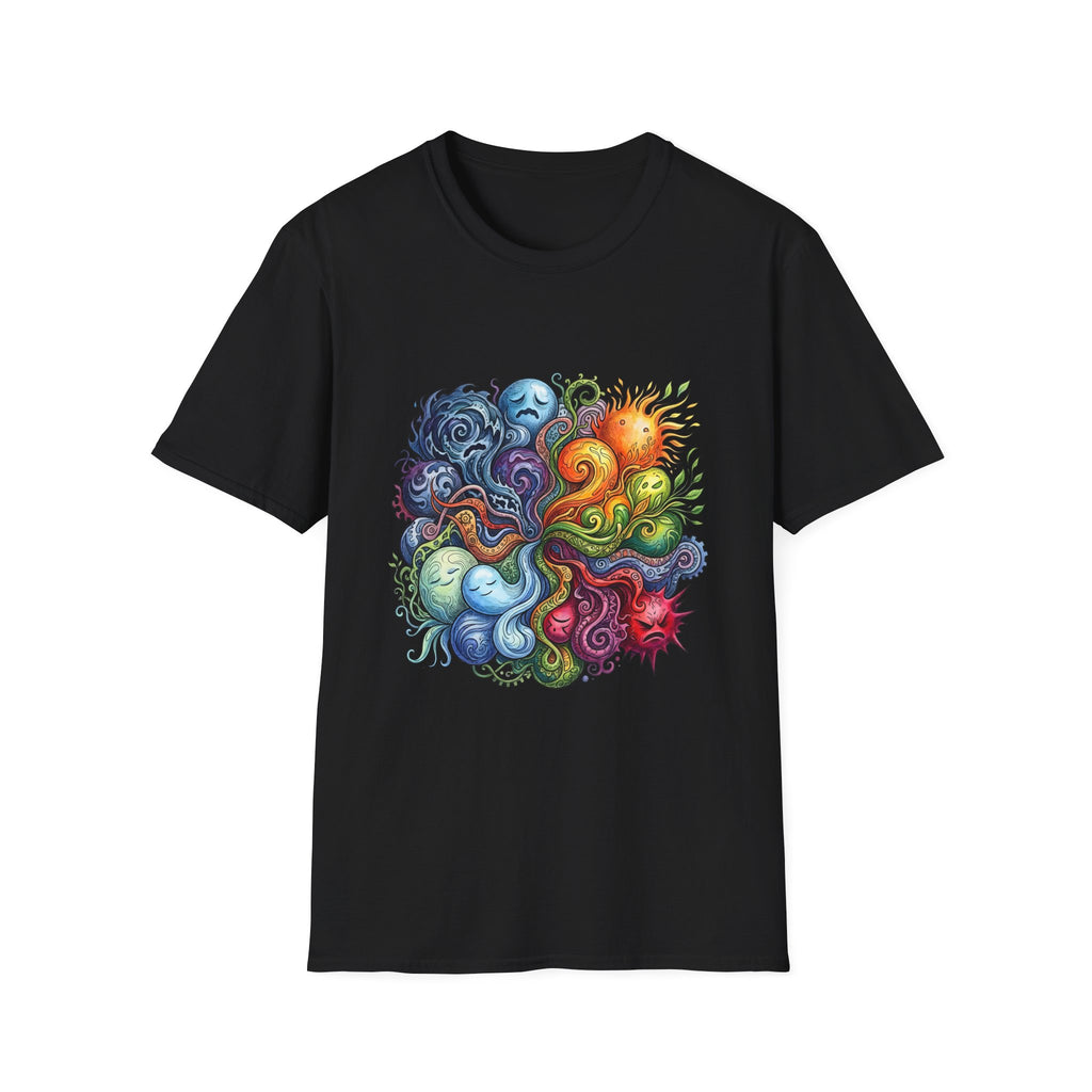 Abstract T-Shirt - Whimsical Watercolor Mandala | Surreal Figures