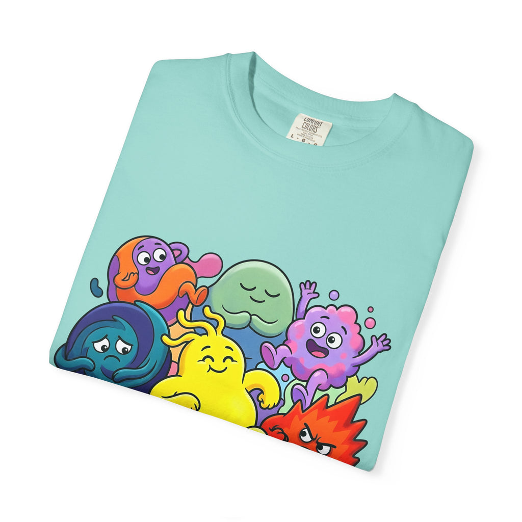 Unisex Garment-Dyed T-Shirt - Diverse Emotional Cartoon Creatures
