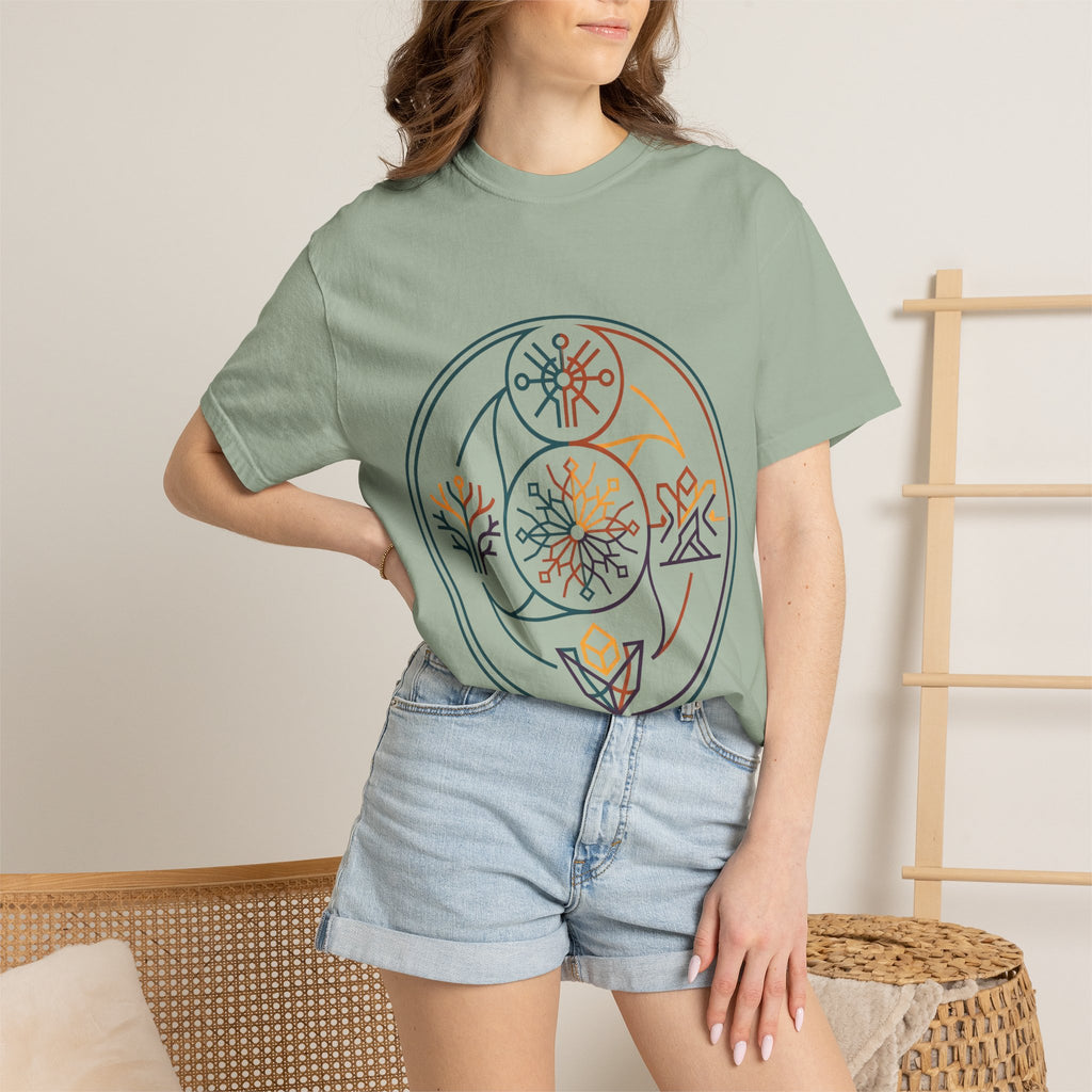 Unisex Garment-Dyed T-Shirt - Minimalist Geometric Nature Art