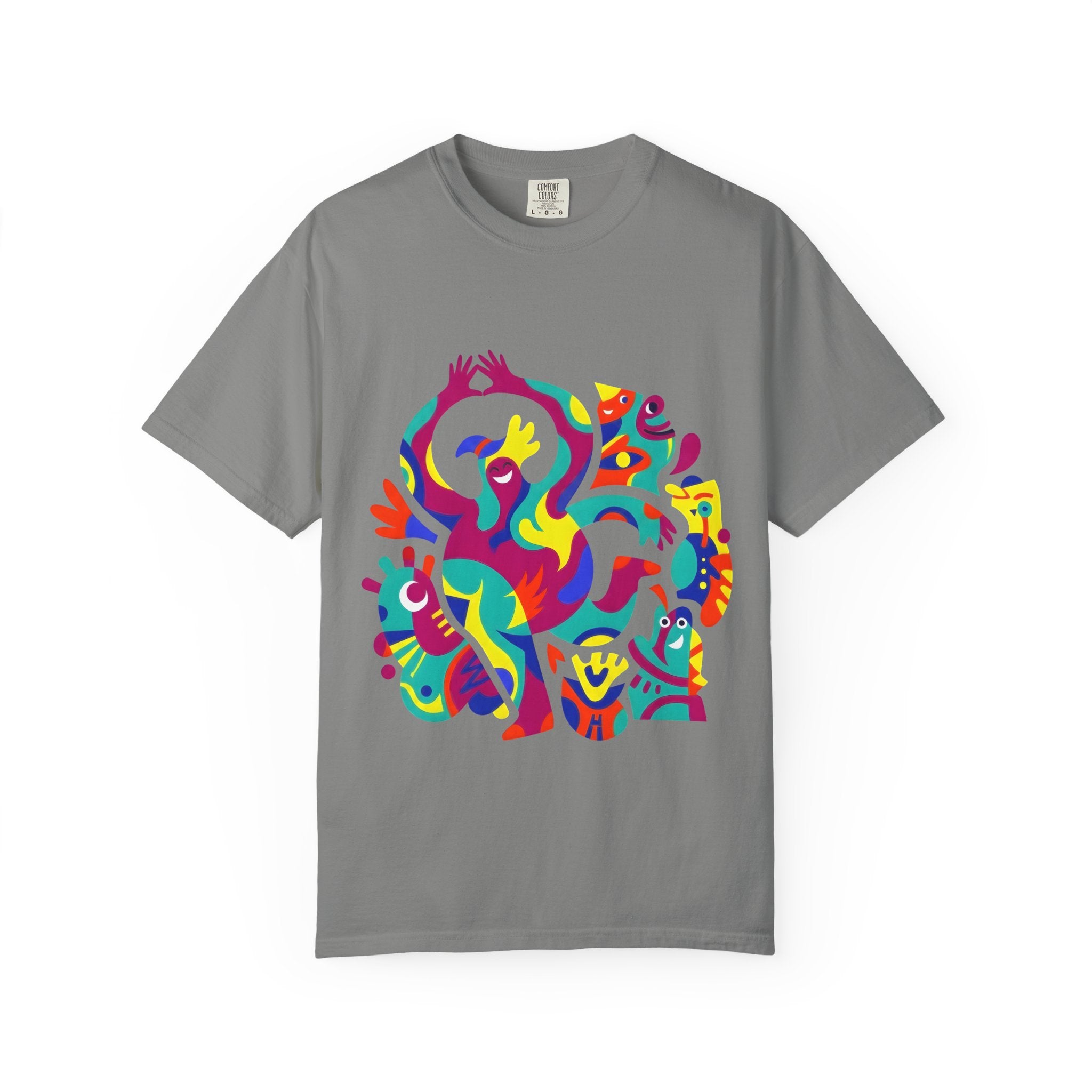 Garment-Dyed T-shirt - Joyful Abstract Creatures | Whimsical Graphic