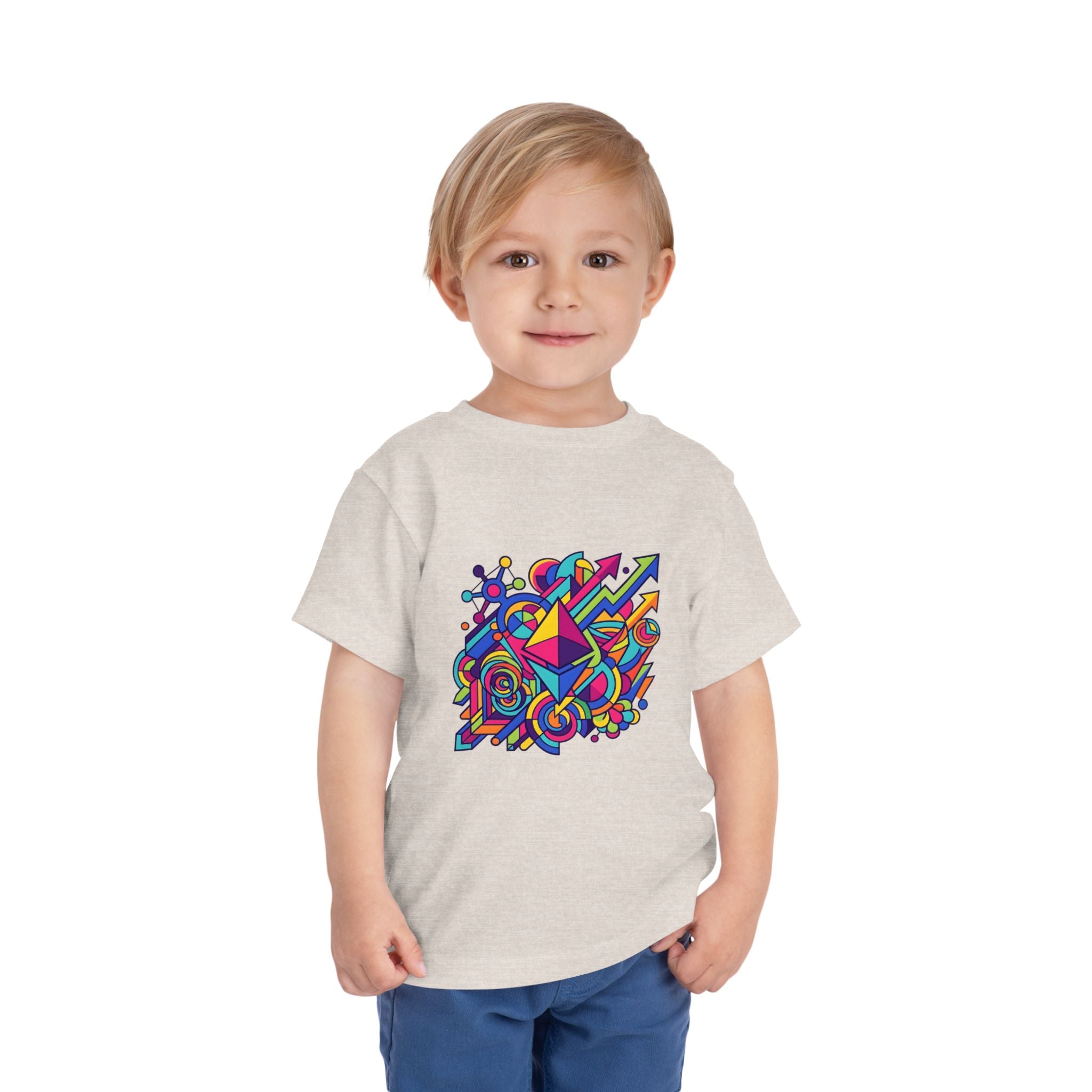 Toddler Crypto Shirt - Neon Geometric Digital Art | Blockchain Kids