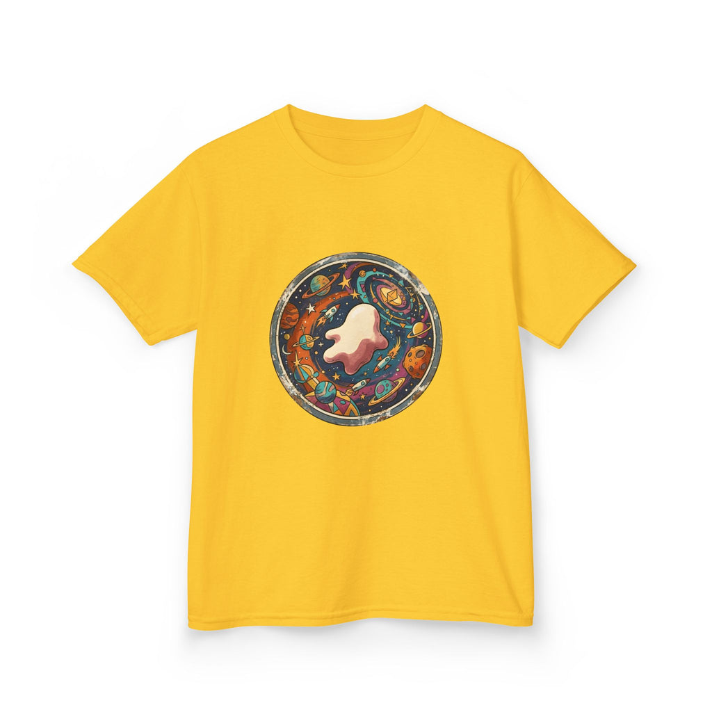 Kids T-Shirt - Whimsical Space Ghost & Planets | Retro Adventure