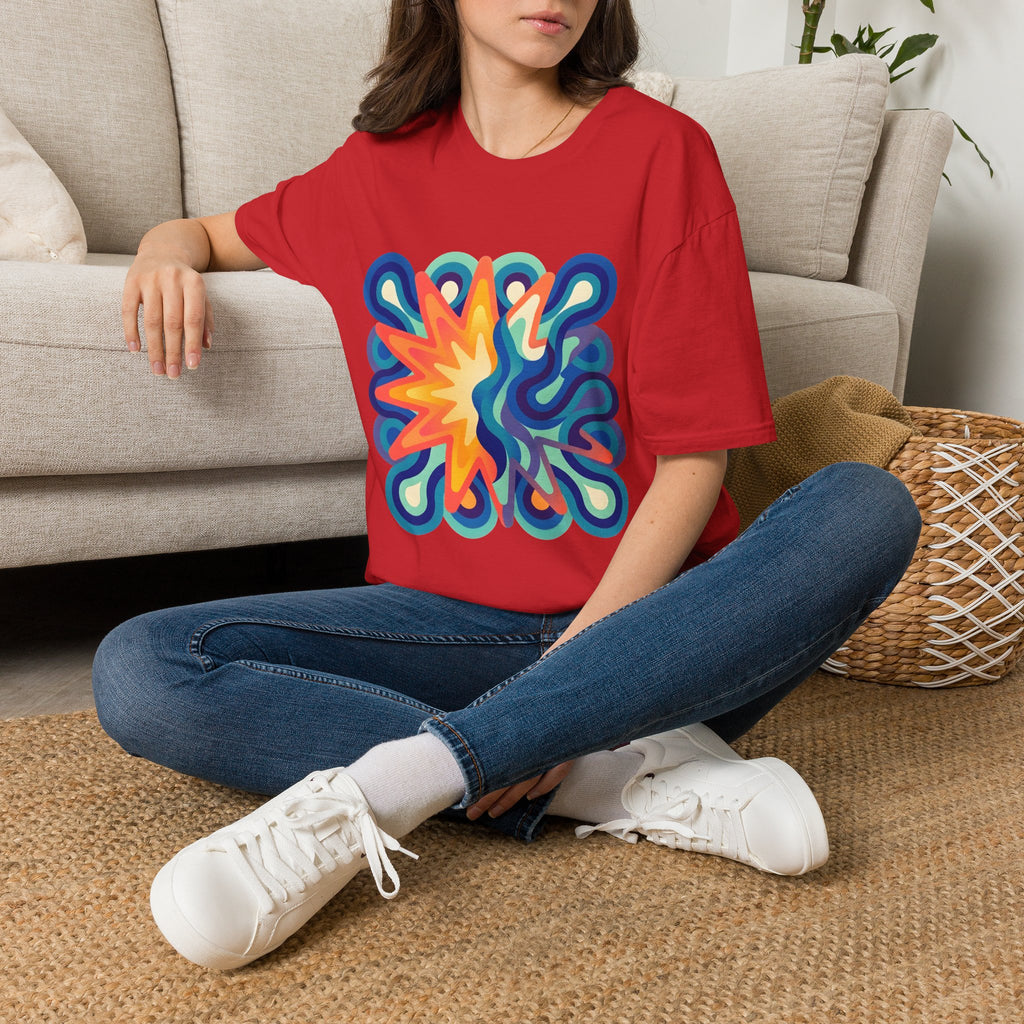 Abstract T-Shirt - Psychedelic Starburst Graphic Tee | Dynamic Blue