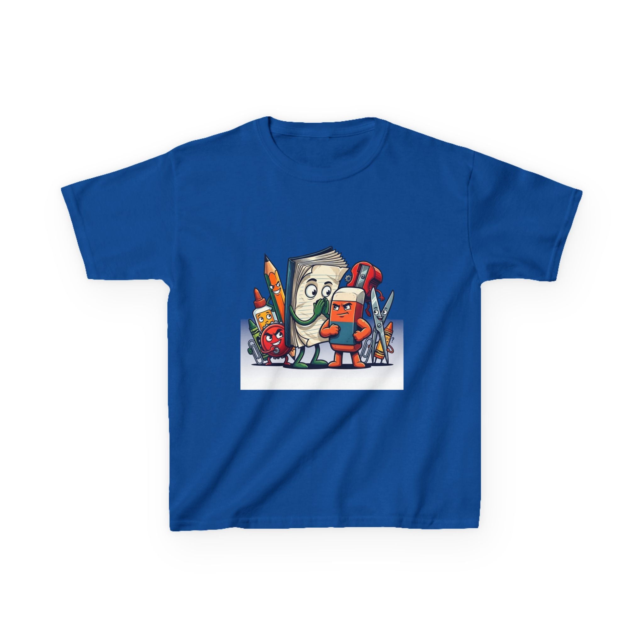 Kids Cartoon T-Shirt - Mischievous School Supplies & Stationery