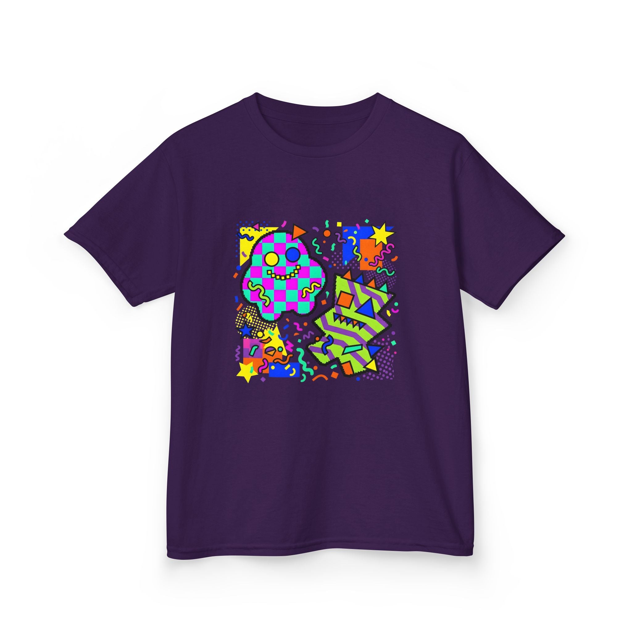 Kids Tee - Playful 90s Geometric Monsters | Retro Abstract