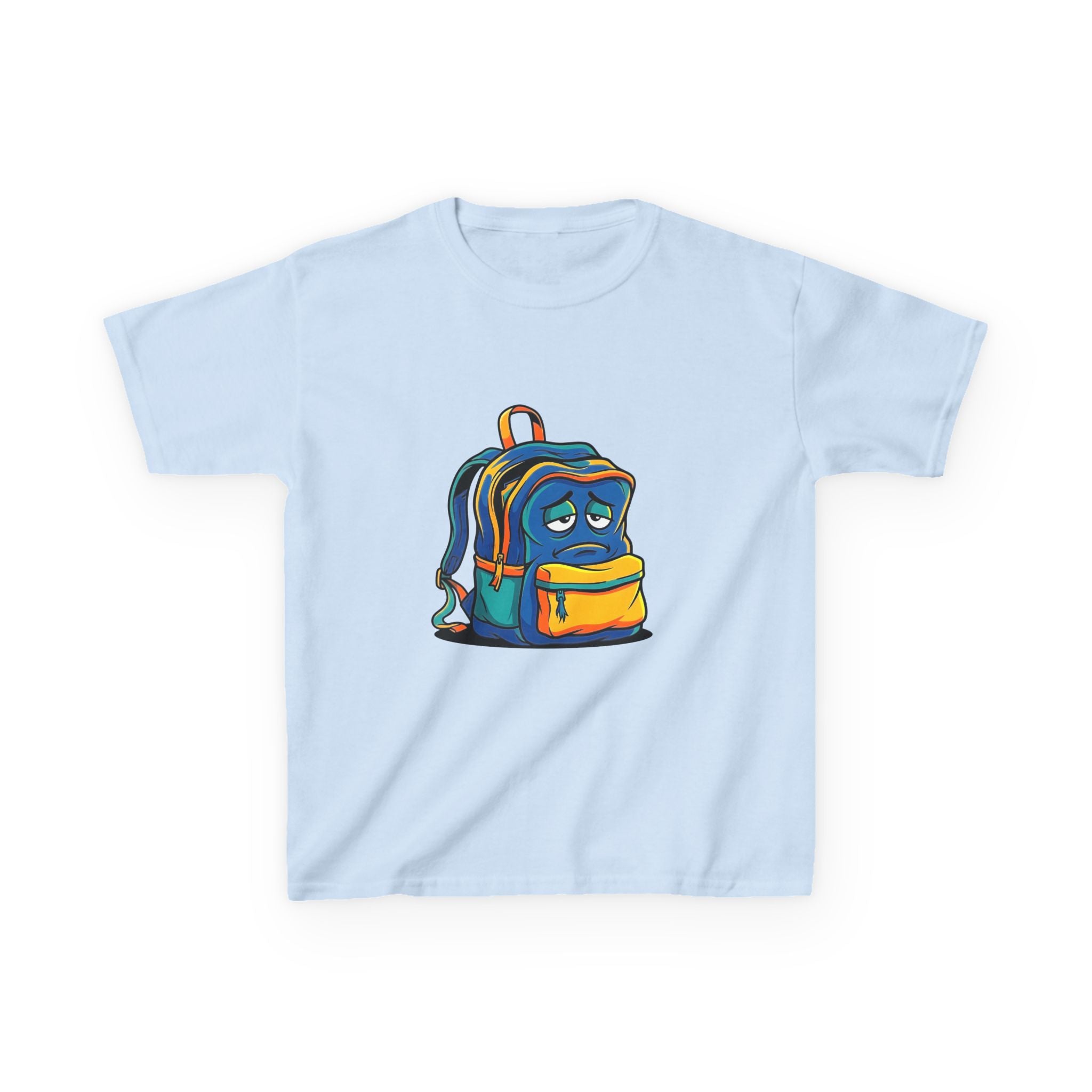 Kids Heavy Cotton Tee - Sad Backpack Cartoon | Back to School 2026