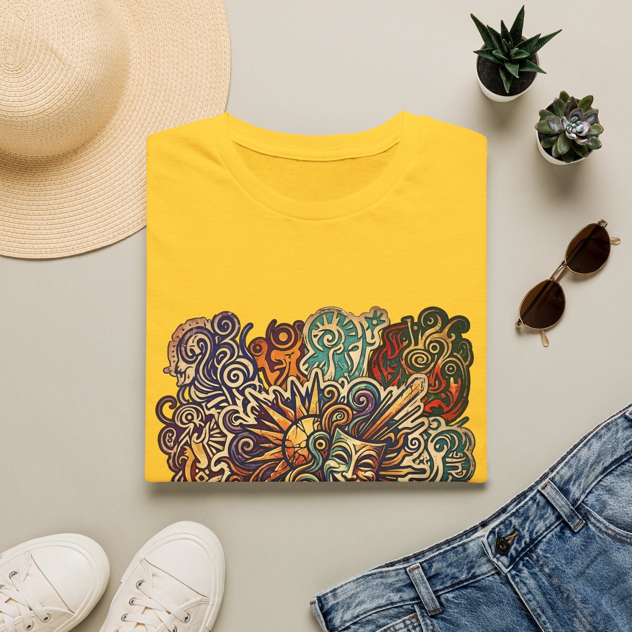 Unisex T-Shirt - Retro Psychedelic Theater Comedy Mask | Abstract Art