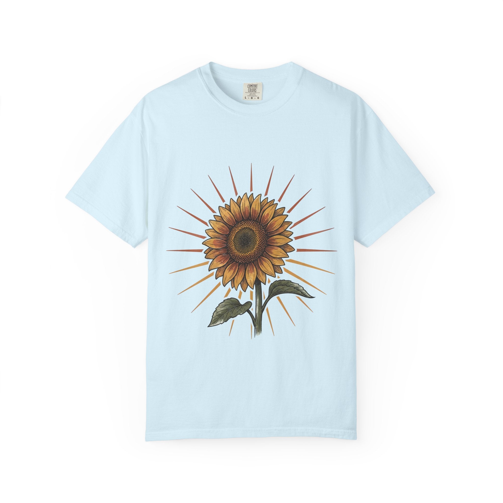 Sunflower T-shirt - Vintage Botanical Line Art | Comfort Colors