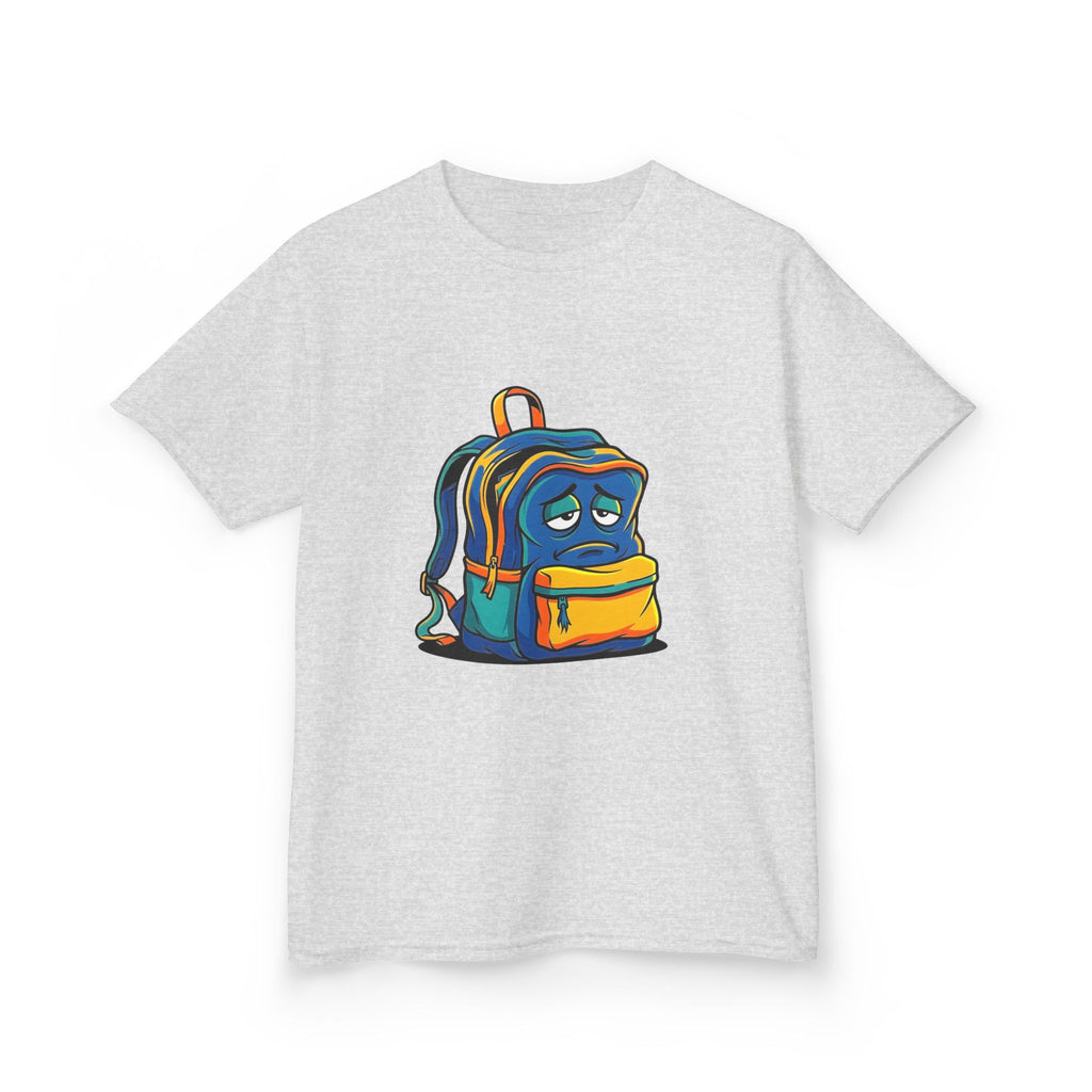 Kids Heavy Cotton Tee - Sad Backpack Cartoon | Back to School 2026