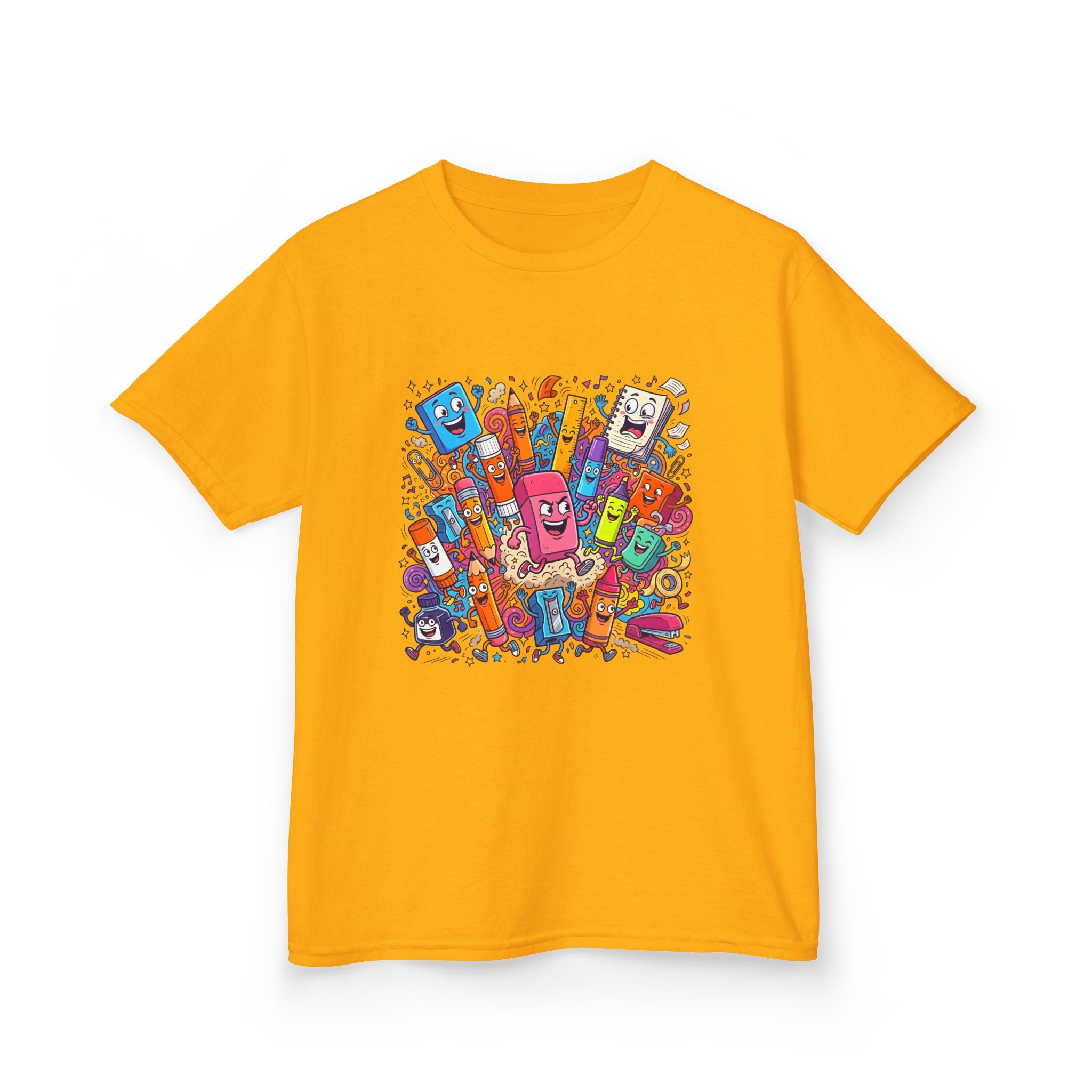 Kids T-Shirt - Cartoon School Supplies Doodle | Back to School