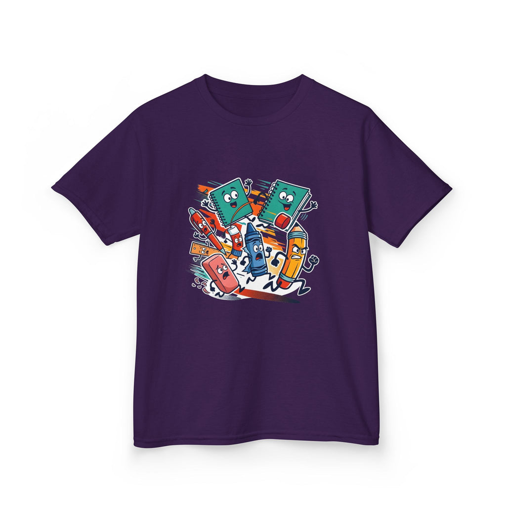 Kids Back to School Tee - Playful School Supplies Cartoon