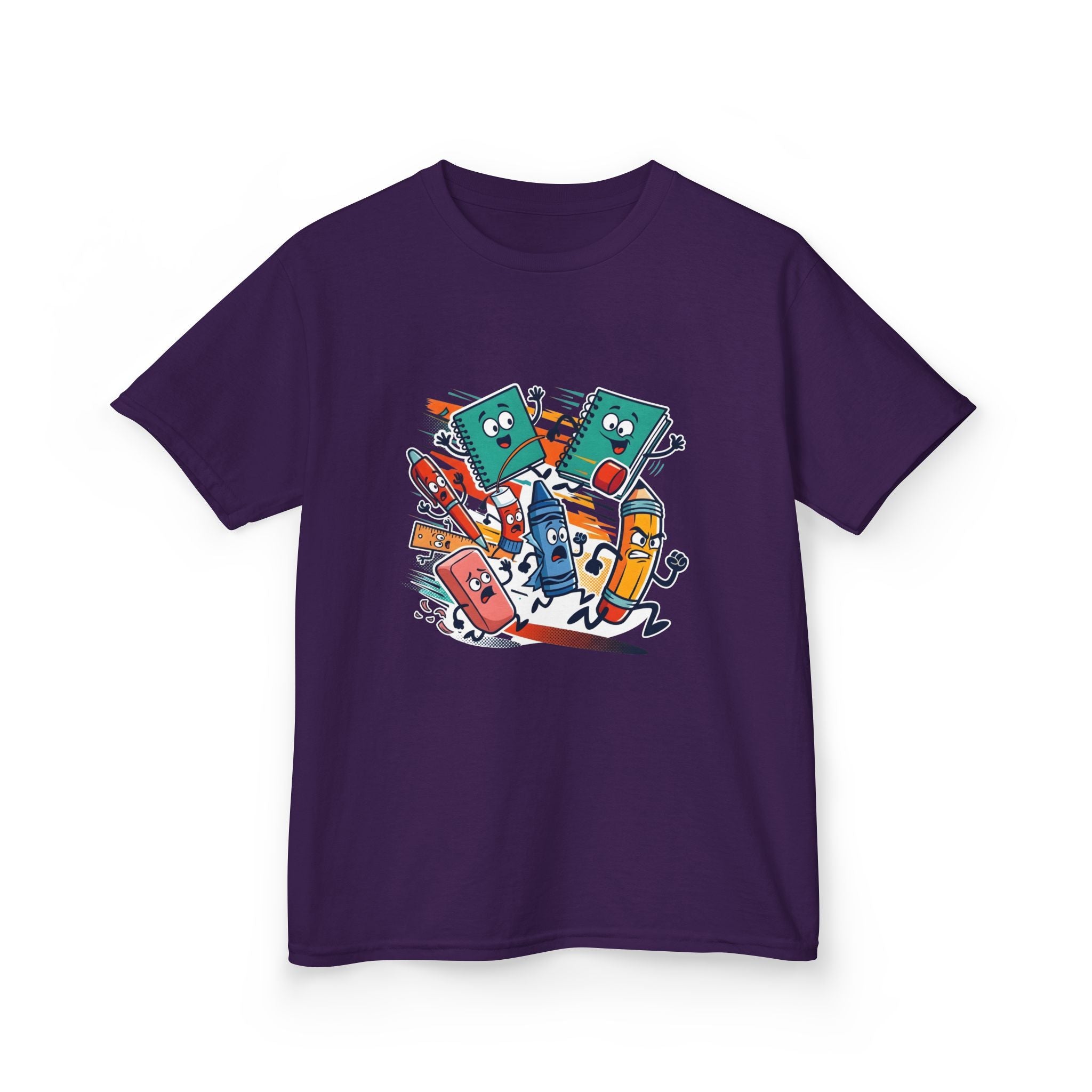 Kids Back to School Tee - Playful School Supplies Cartoon