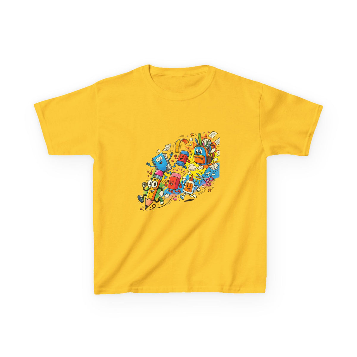 Kids Back to School 2026 Tee - Cartoon School Supplies