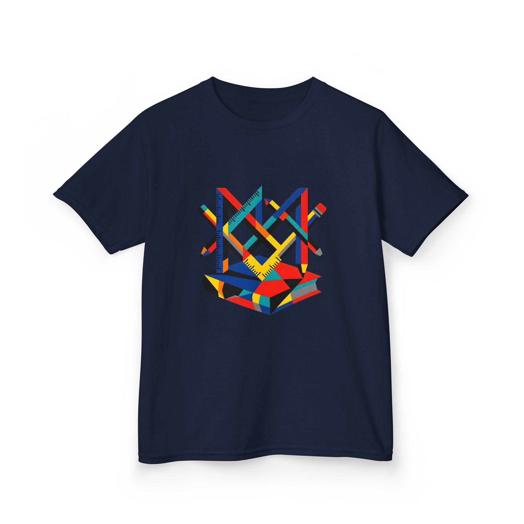 Kids Tee - Bauhaus Geometric Design Tools Graphic | Primary Colors