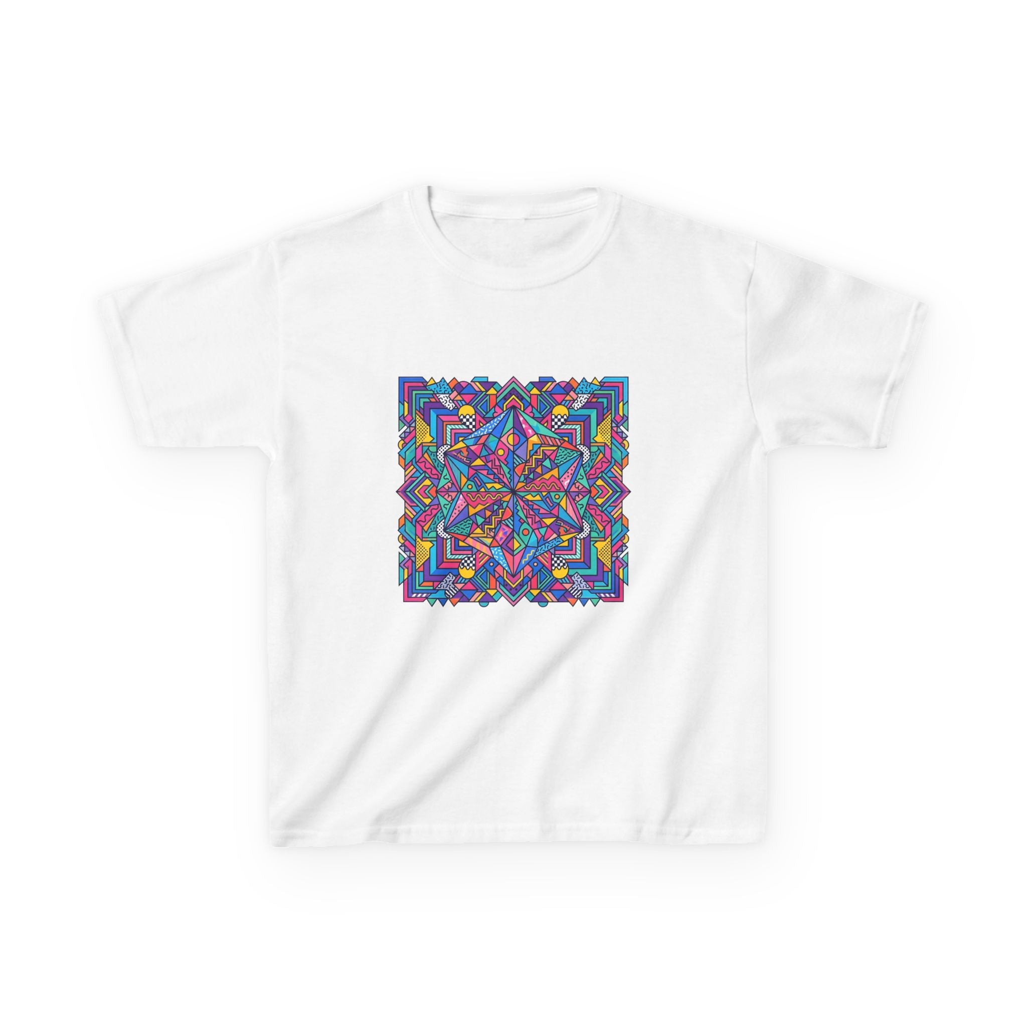 Kids Tee - Retro Geometric Kaleidoscope Abstract | 90s Aesthetic Top