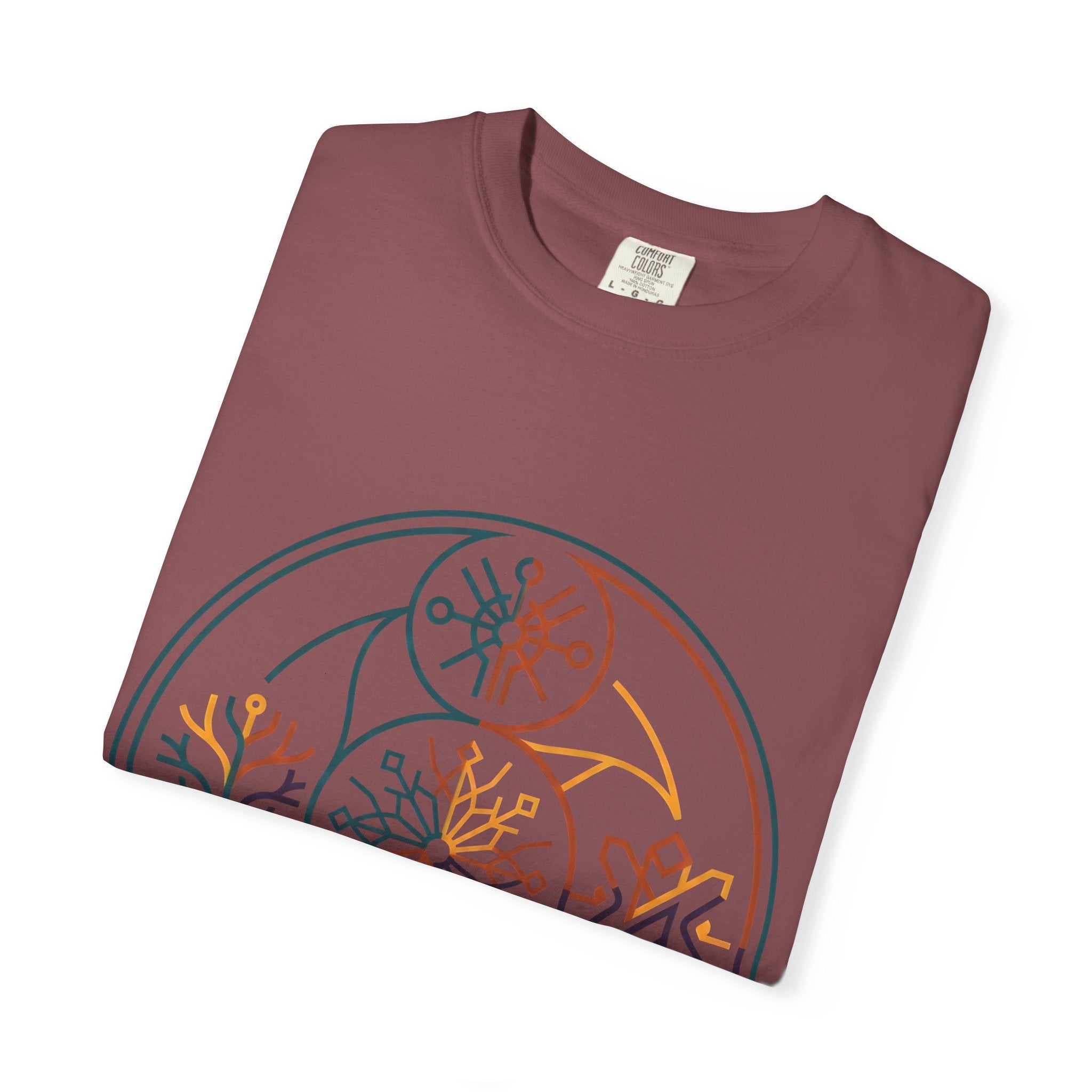 Unisex Garment-Dyed T-Shirt - Minimalist Geometric Nature Art