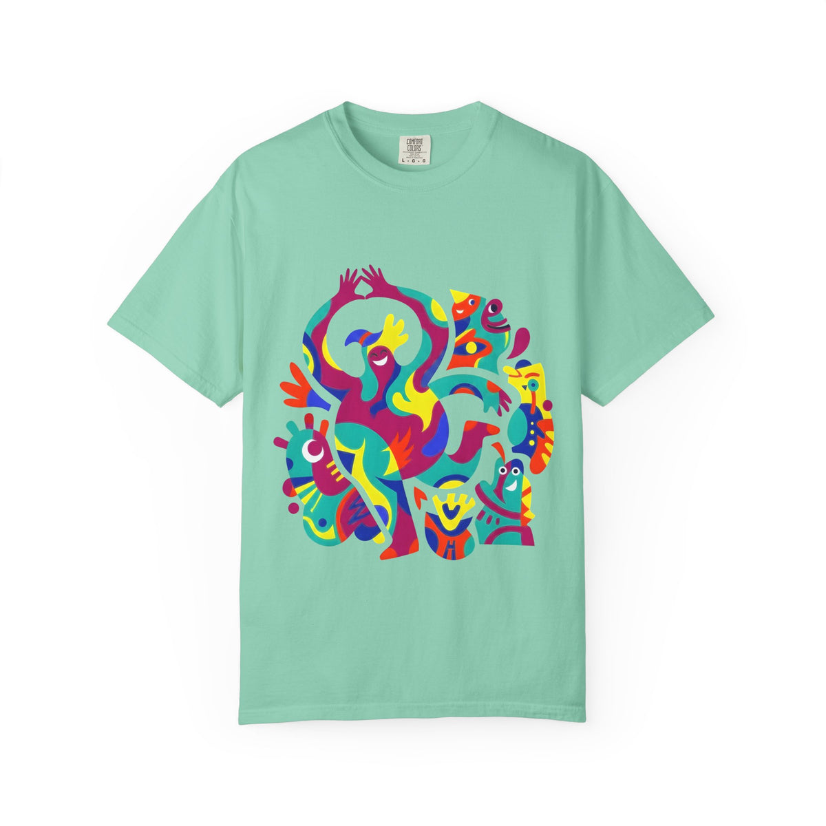 Garment-Dyed T-shirt - Joyful Abstract Creatures | Whimsical Graphic