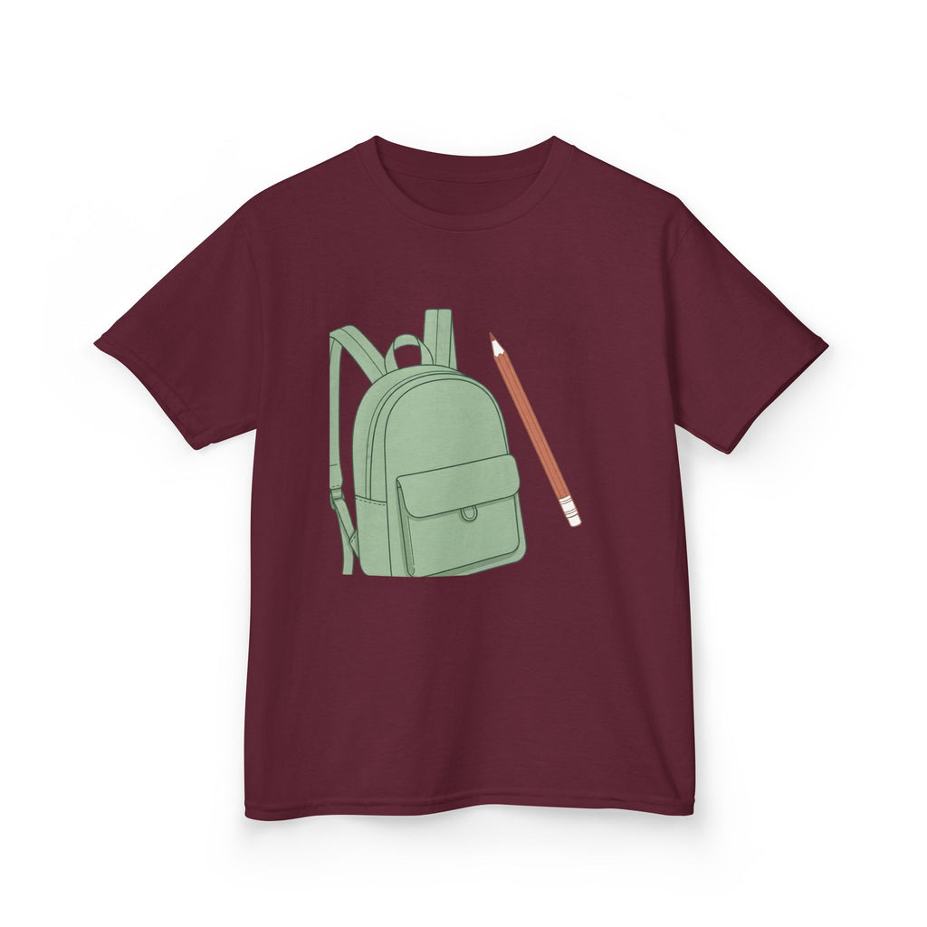 Kids Tee - Cartoon School Supplies Backpack Pencil | Back to School