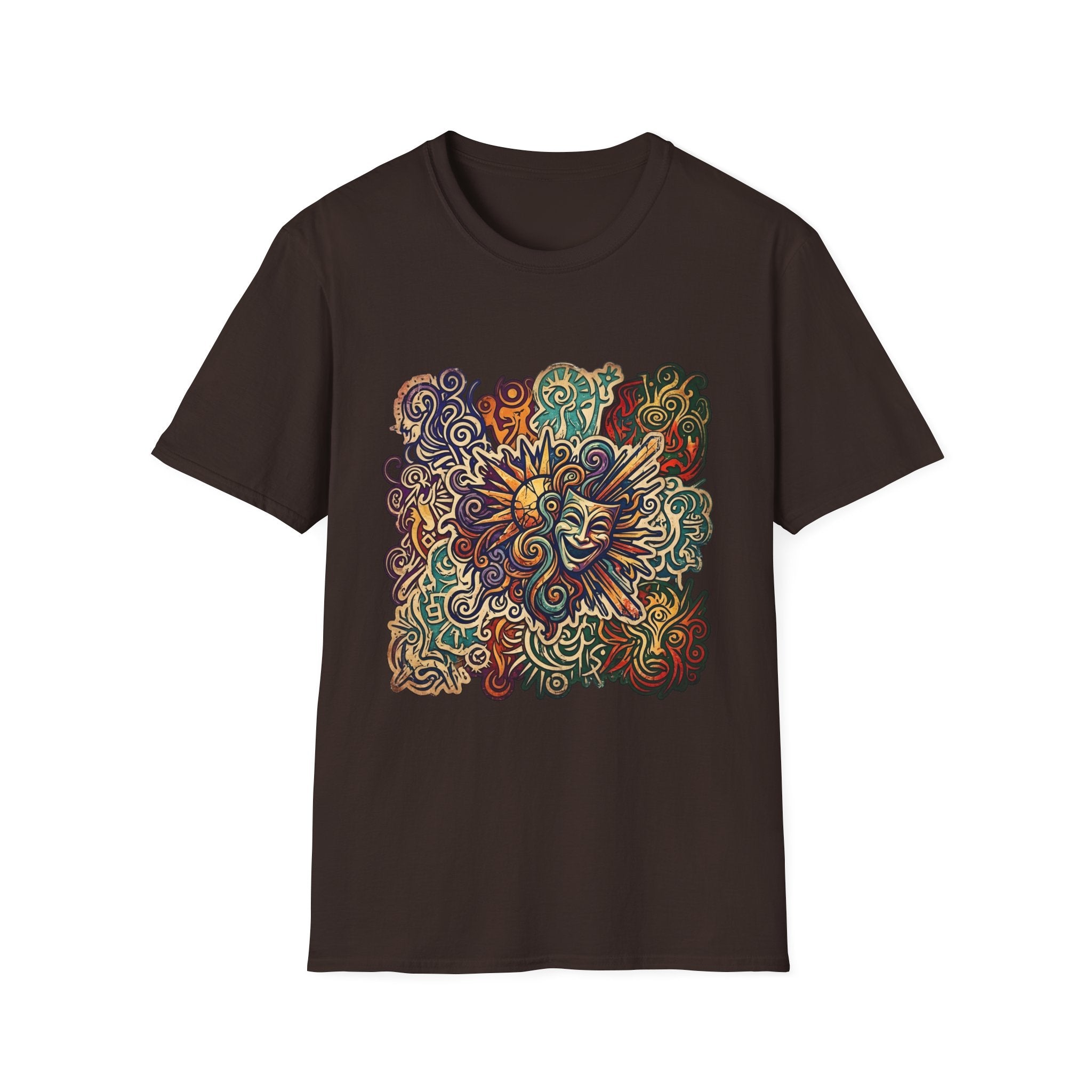 Unisex T-Shirt - Retro Psychedelic Theater Comedy Mask | Abstract Art