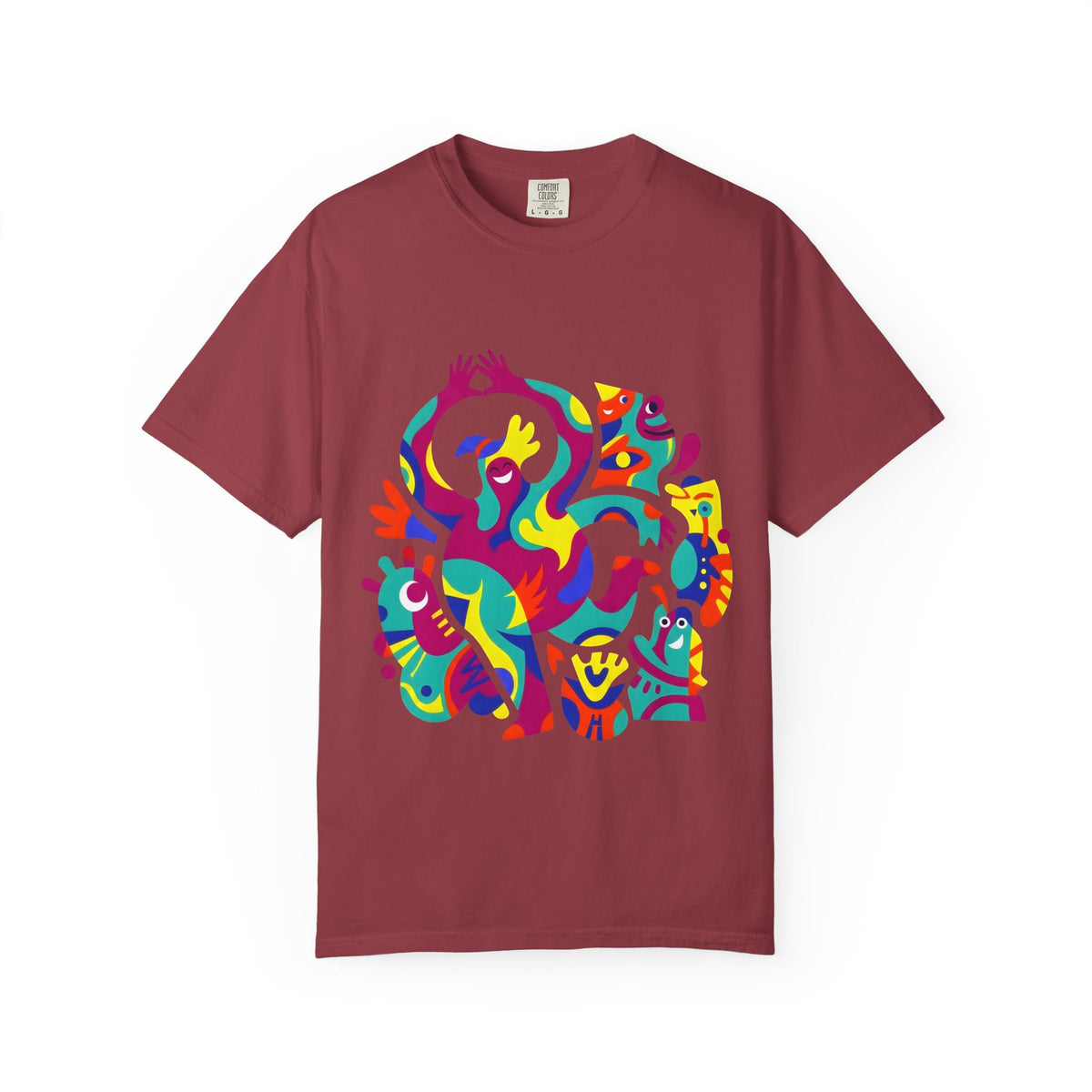 Garment-Dyed T-shirt - Joyful Abstract Creatures | Whimsical Graphic