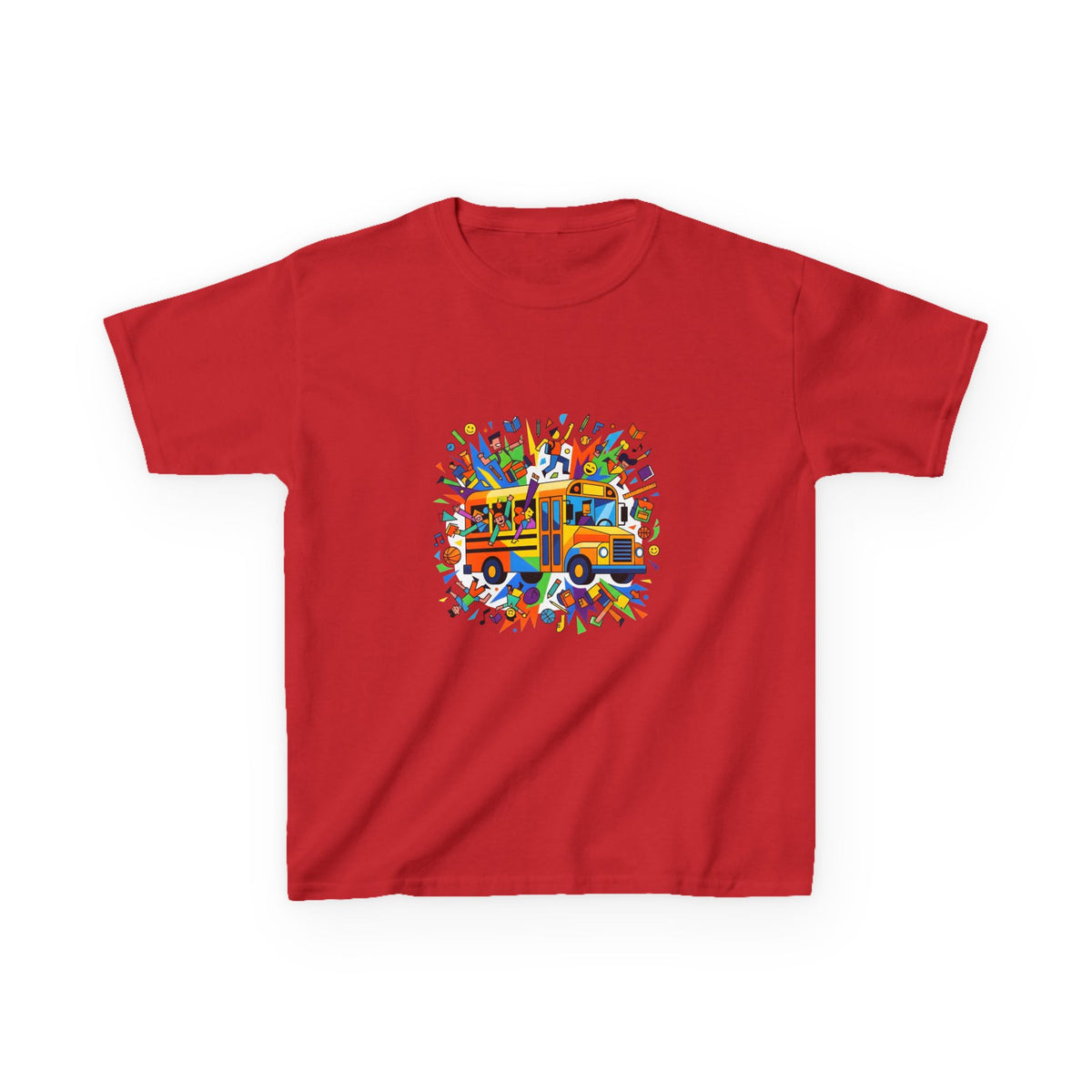 Kids Back to School Tee - Colorful School Bus & Student Shirt