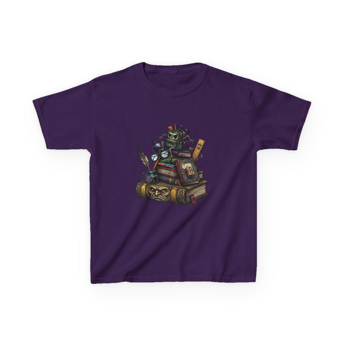 Kids Dark Academia Tee - Macabre School Supplies Skull