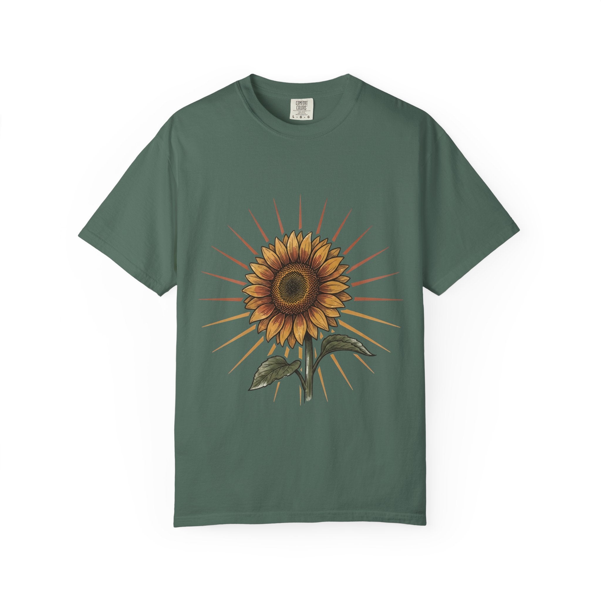 Sunflower T-shirt - Vintage Botanical Line Art | Comfort Colors