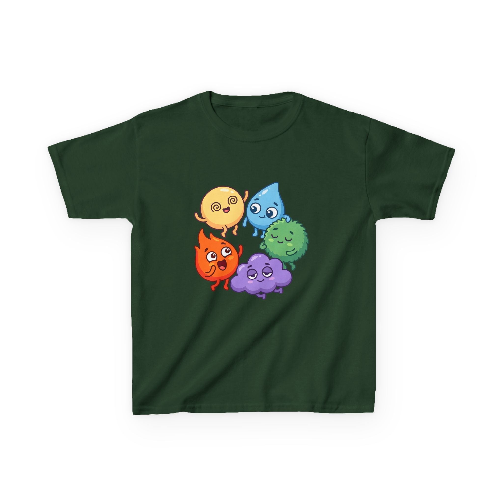 Kids Heavy Cotton Tee - Cute Whimsical Elemental Characters