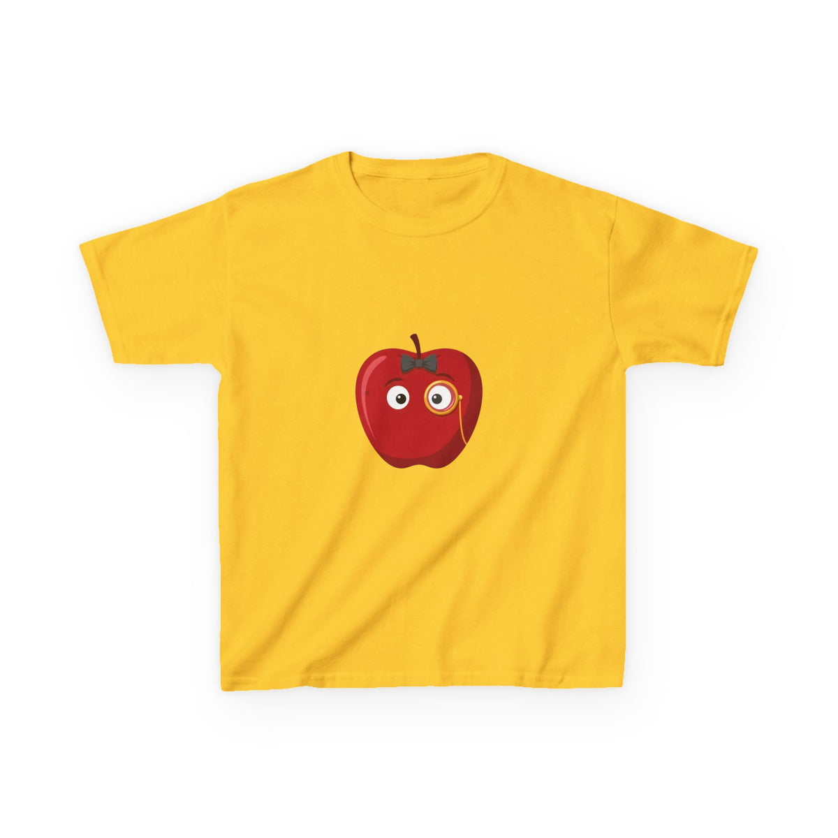 Kids Heavy Cotton Tee - Whimsical Monocle Apple Character