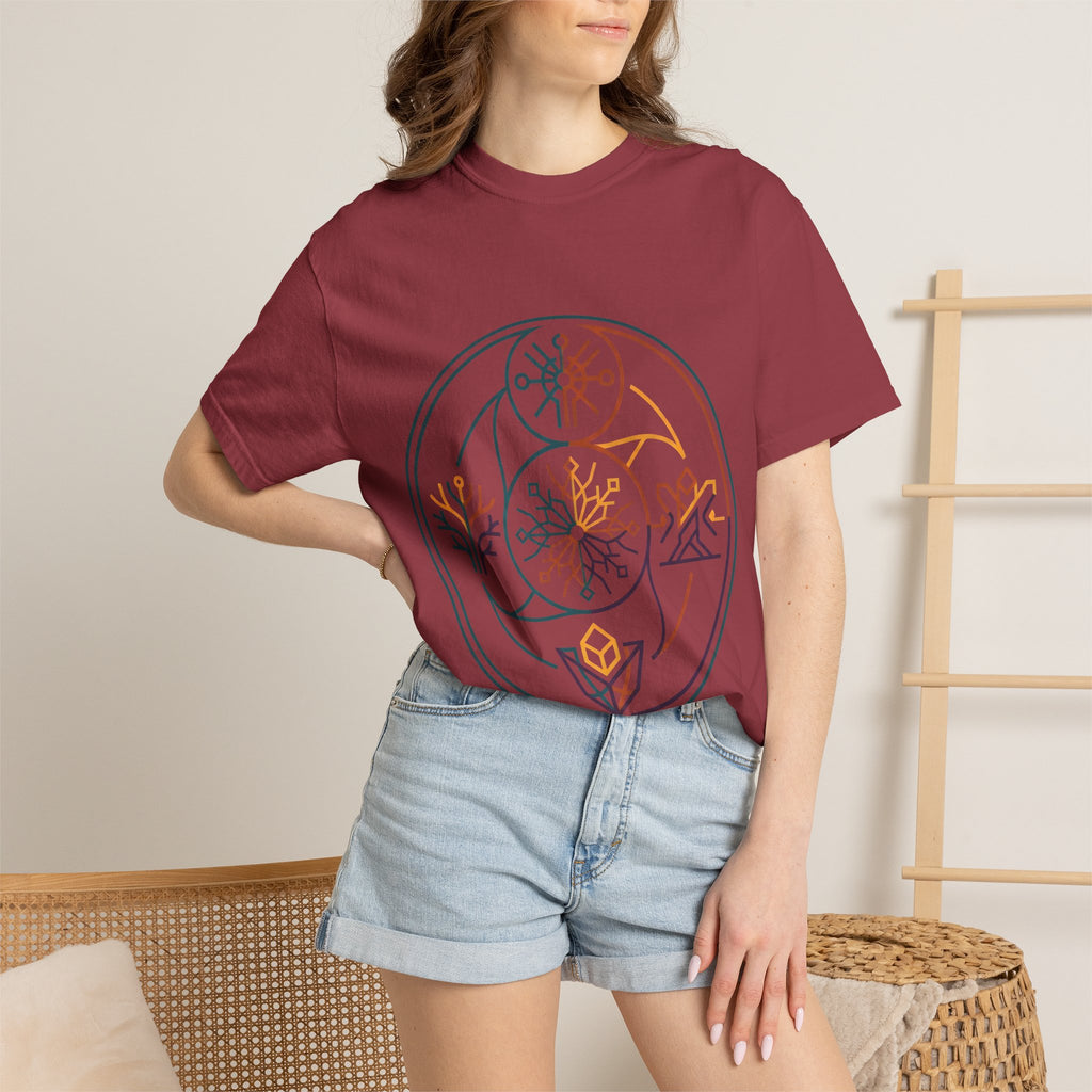 Unisex Garment-Dyed T-Shirt - Minimalist Geometric Nature Art