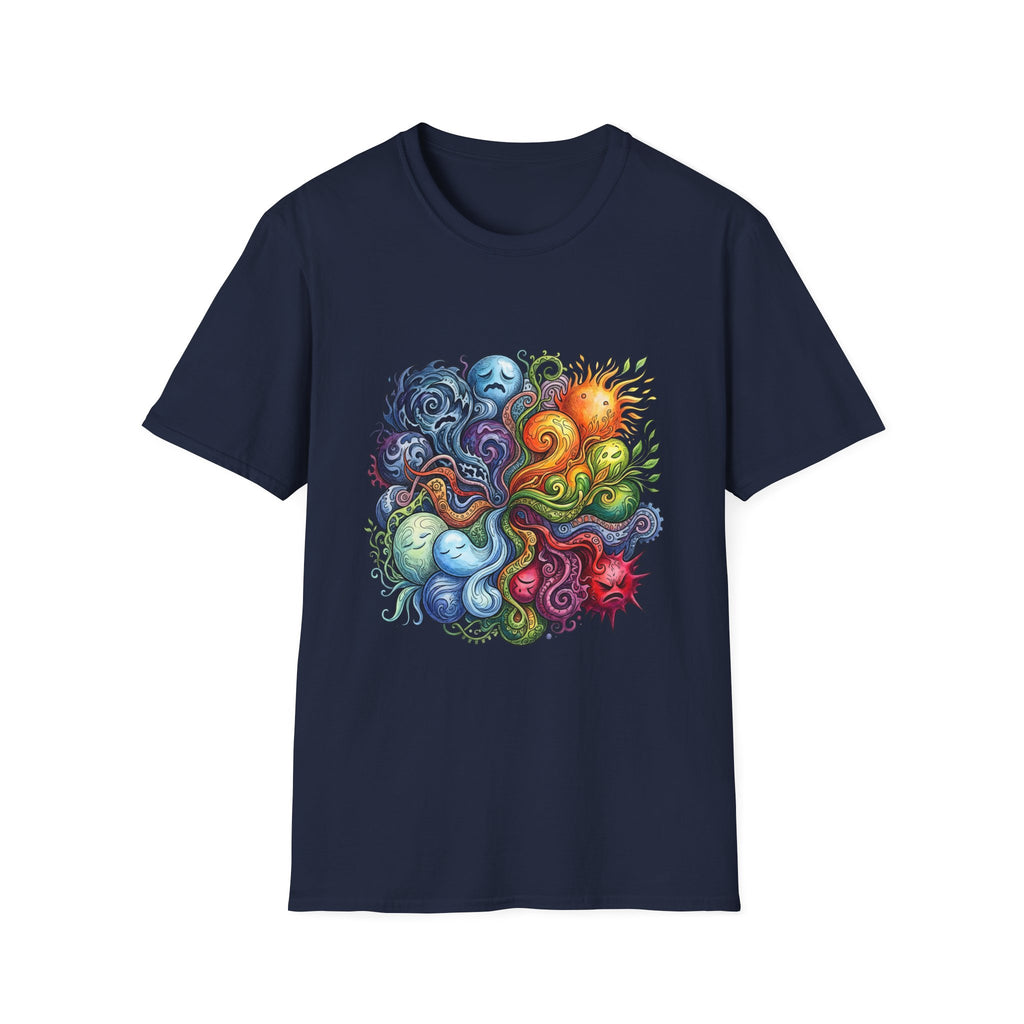 Abstract T-Shirt - Whimsical Watercolor Mandala | Surreal Figures
