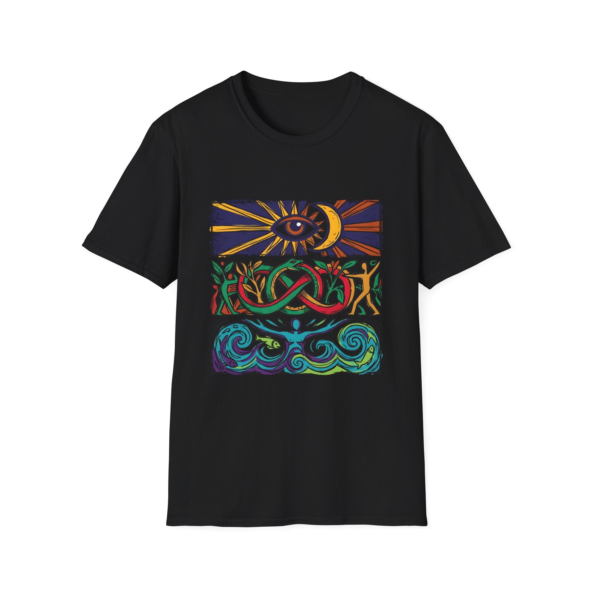 Unisex T-Shirt - Cosmic Folk Art Eye & Snake | Spiritual Nature