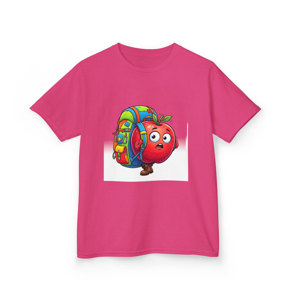 Kids Tee - Adventurous Apple Character Hiking T-Shirt