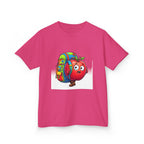 Kids Tee - Adventurous Apple Character Hiking T-Shirt
