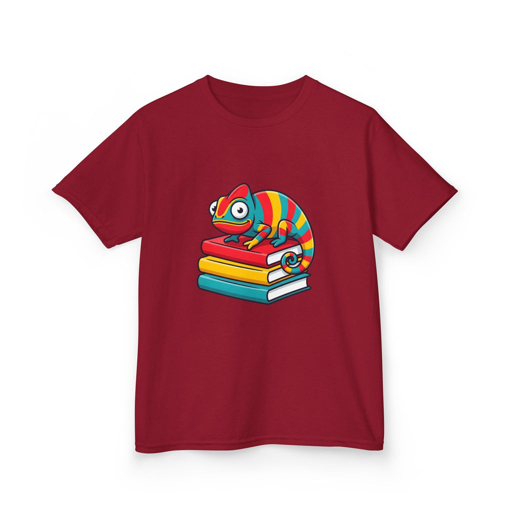 Kids T-Shirt - Whimsical Chameleon Reading Books | School Tee
