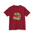 Kids T-Shirt - Whimsical Chameleon Reading Books | School Tee