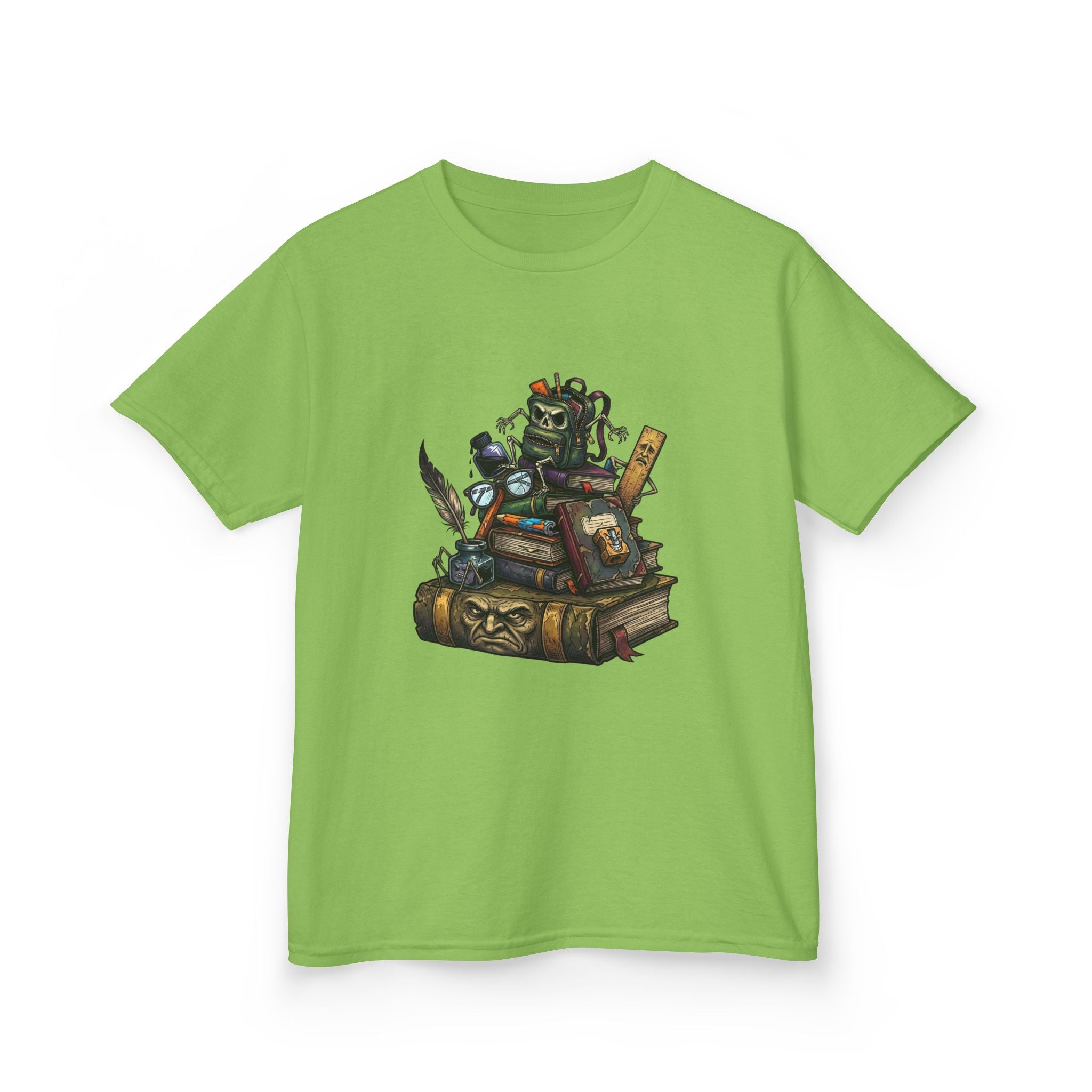 Kids Dark Academia Tee - Macabre School Supplies Skull