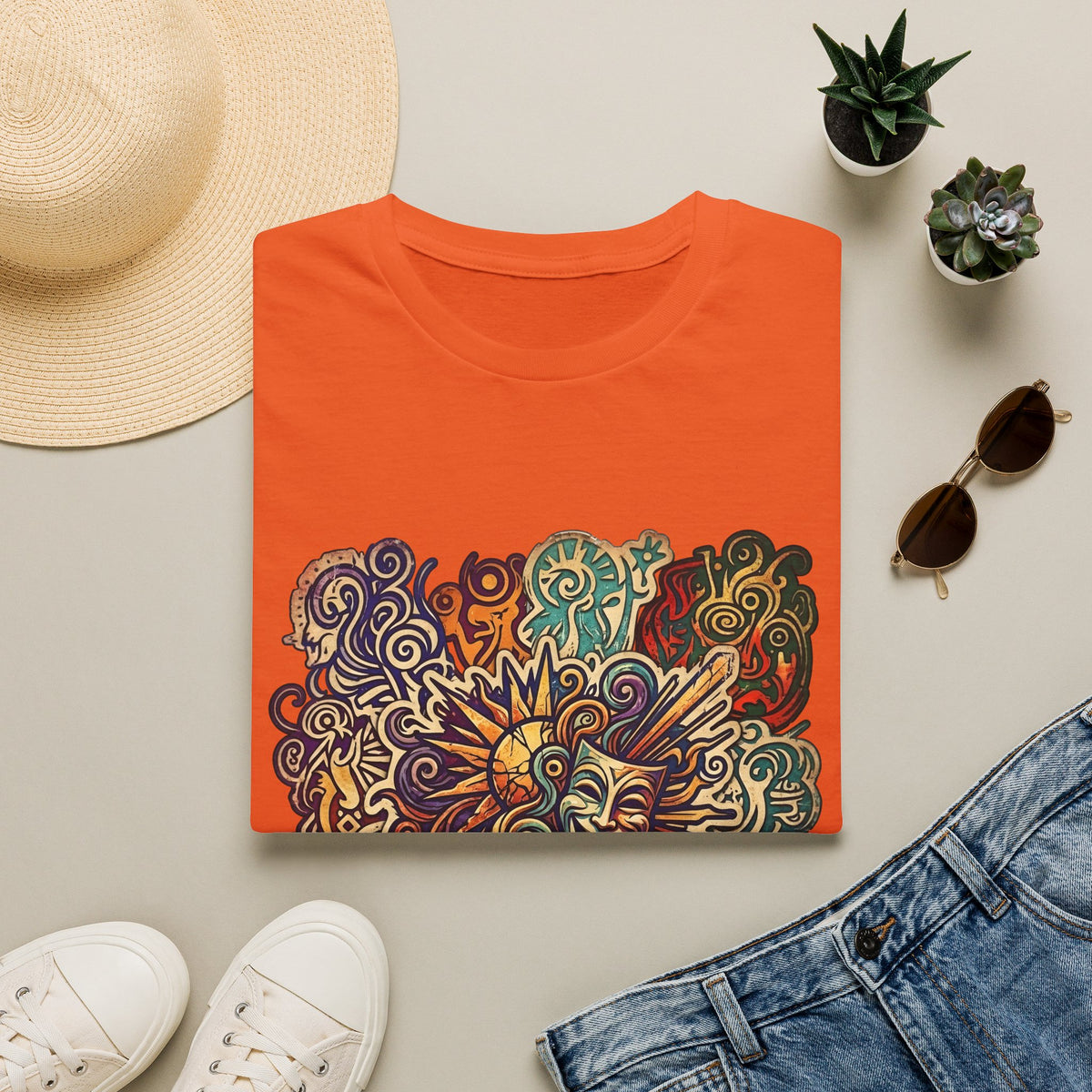 Unisex T-Shirt - Retro Psychedelic Theater Comedy Mask | Abstract Art
