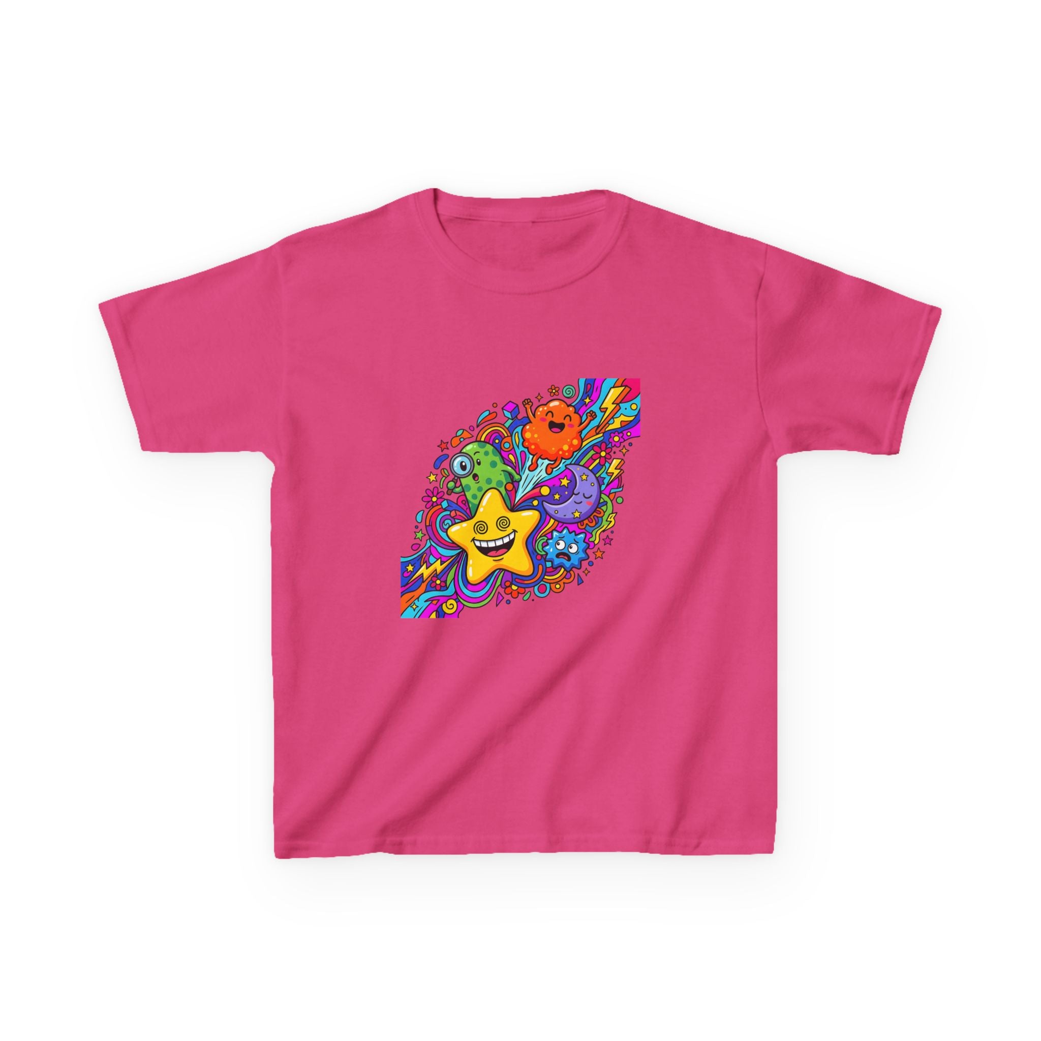 Kids Psychedelic Monster Tee - Vibrant Cartoon Doodle Shirt