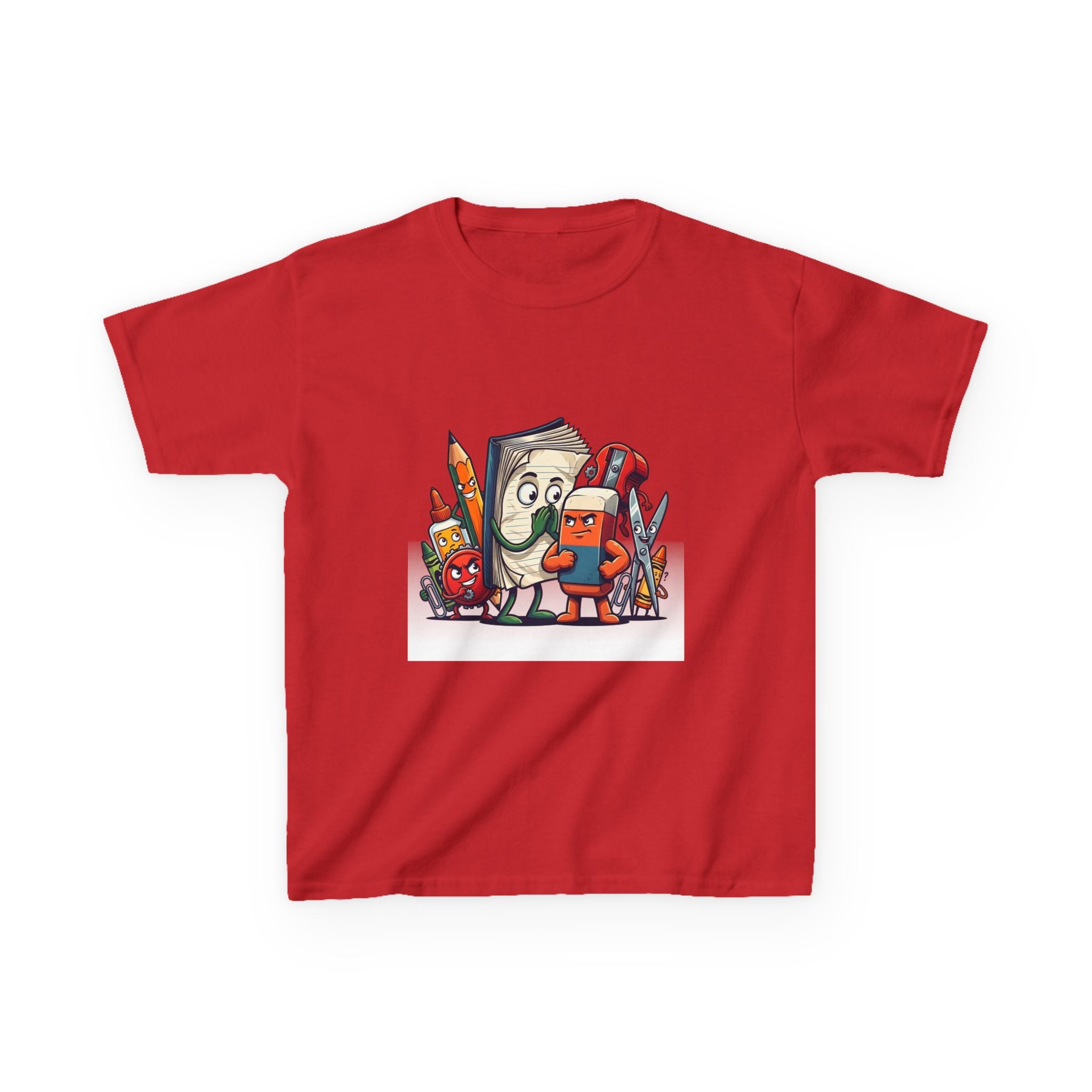 Kids Cartoon T-Shirt - Mischievous School Supplies & Stationery