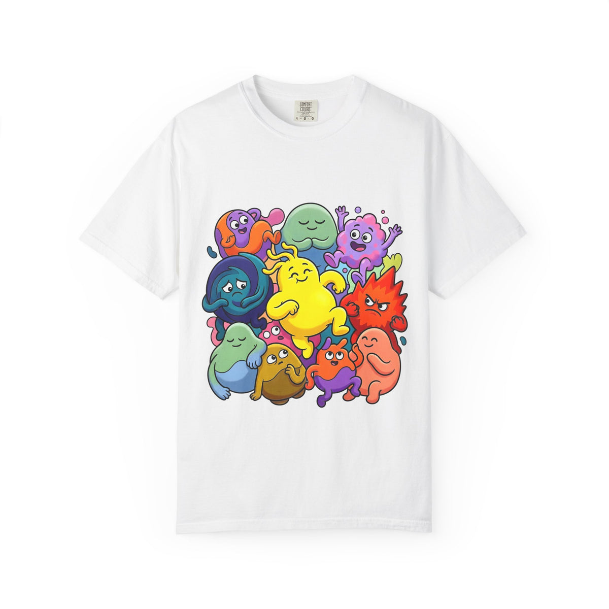 Unisex Garment-Dyed T-Shirt - Diverse Emotional Cartoon Creatures