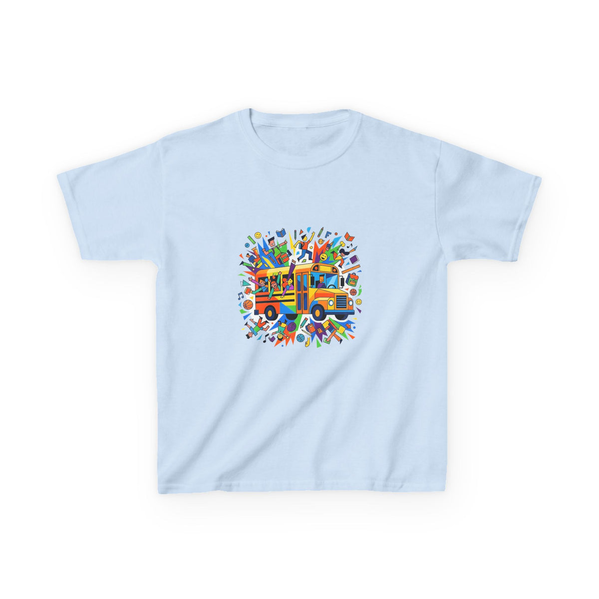 Kids Back to School Tee - Colorful School Bus & Student Shirt