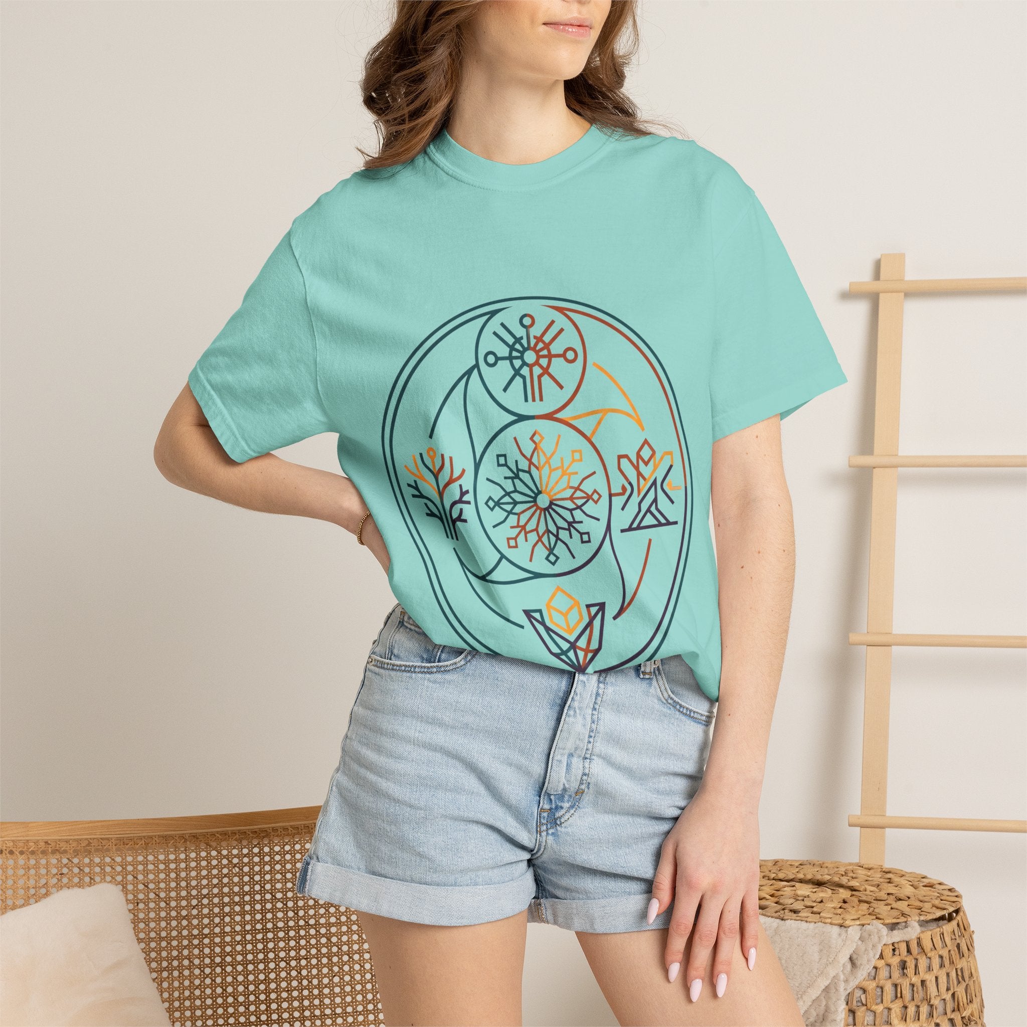 Unisex Garment-Dyed T-Shirt - Minimalist Geometric Nature Art