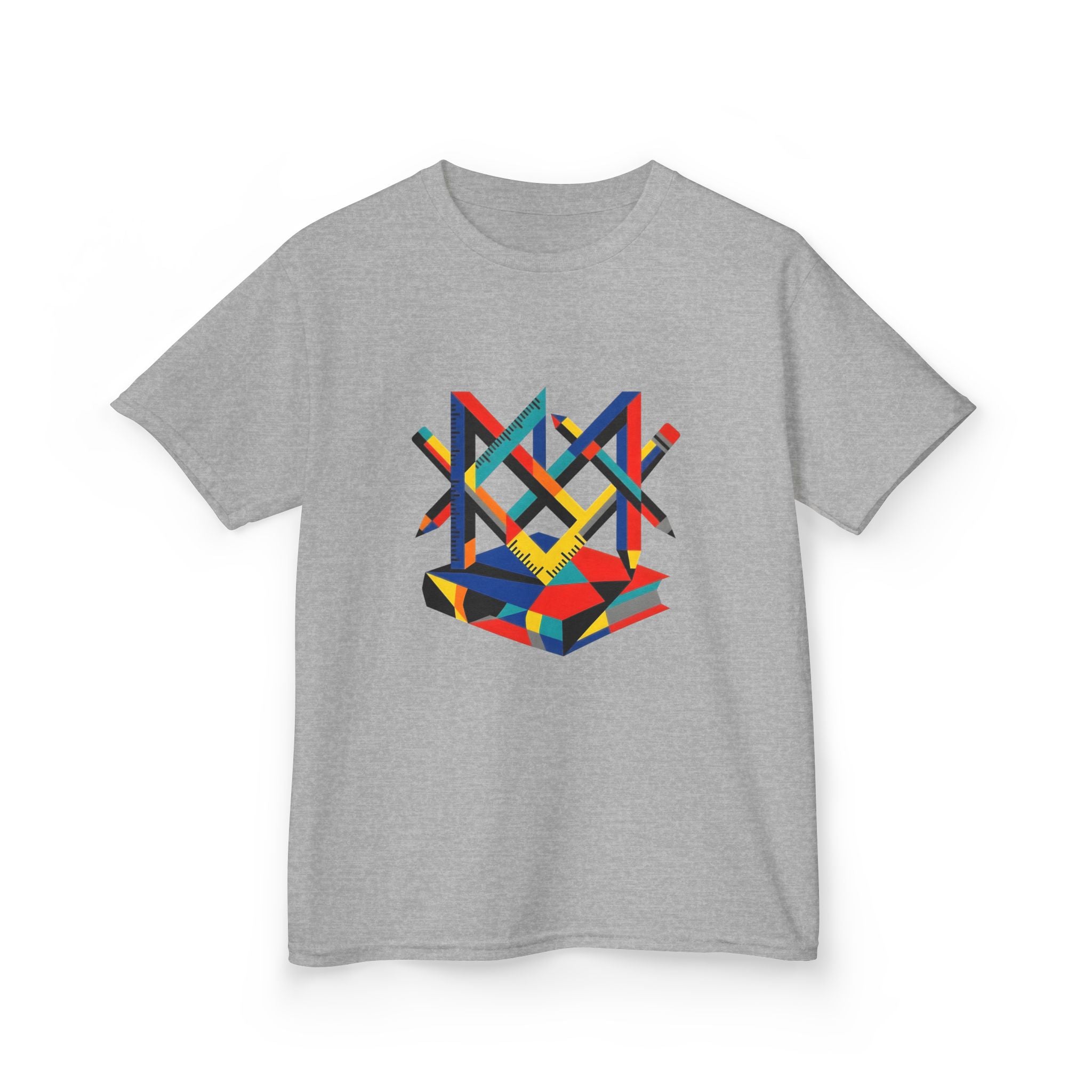 Kids Tee - Bauhaus Geometric Design Tools Graphic | Primary Colors