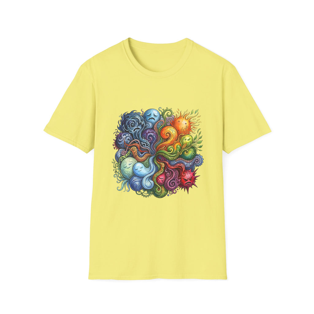 Abstract T-Shirt - Whimsical Watercolor Mandala | Surreal Figures